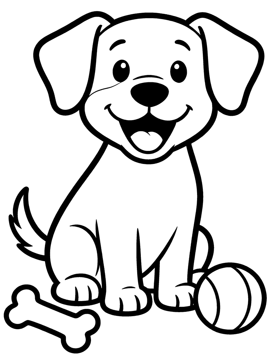Printable coloring page of a puppy