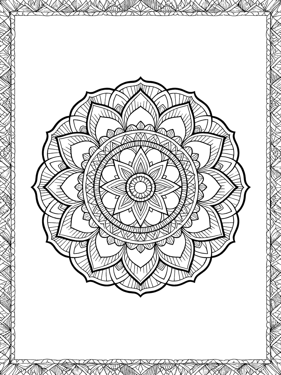 Intricate mandala coloring page