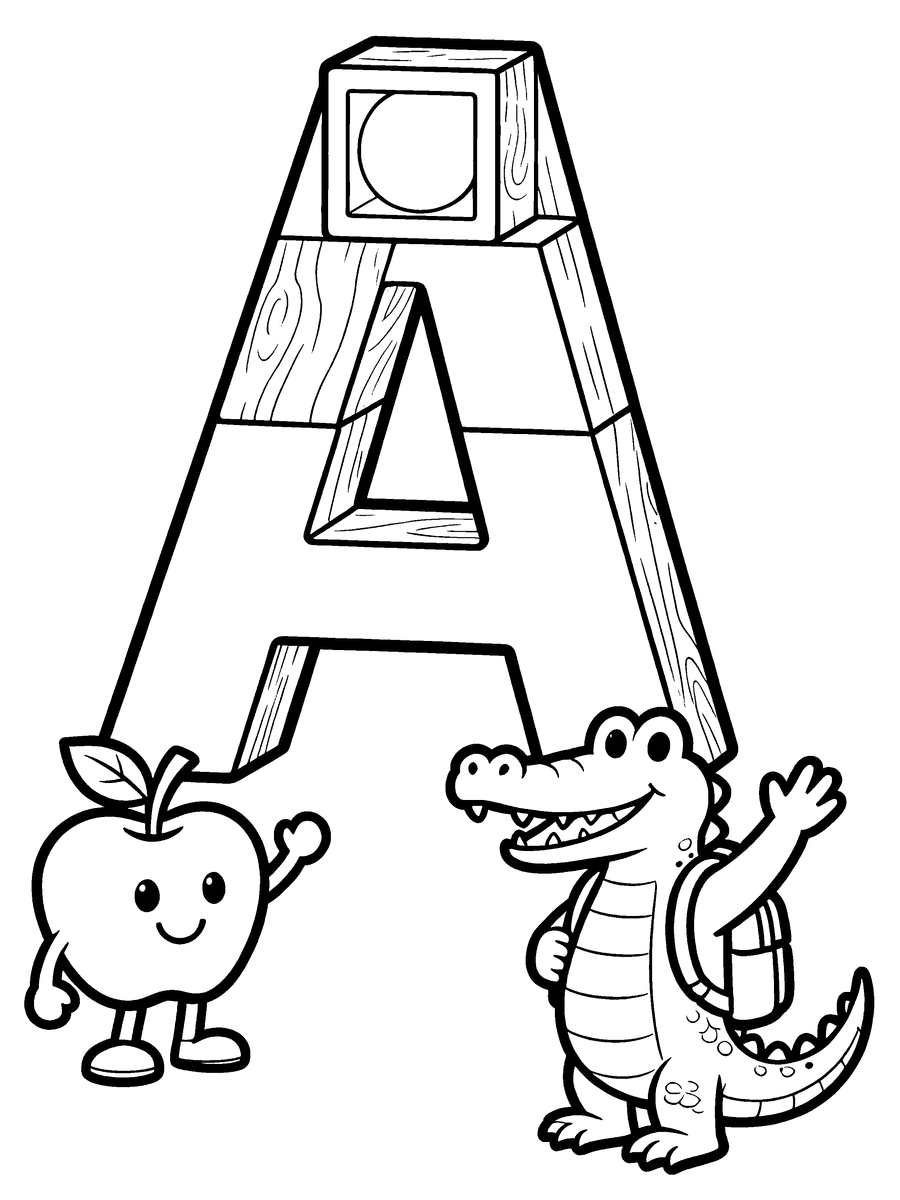 Simple mode phonics coloring page with thick outlines