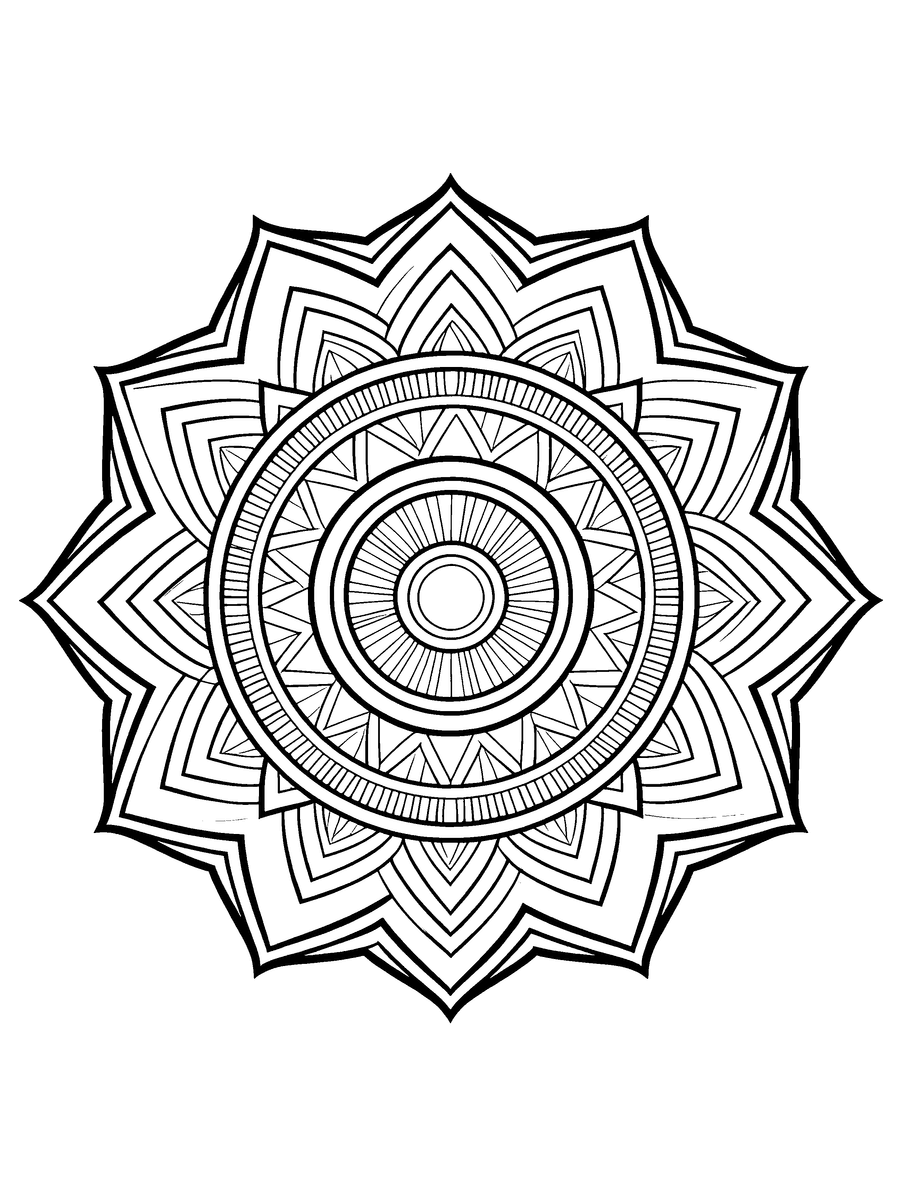 Mandala coloring book interior page