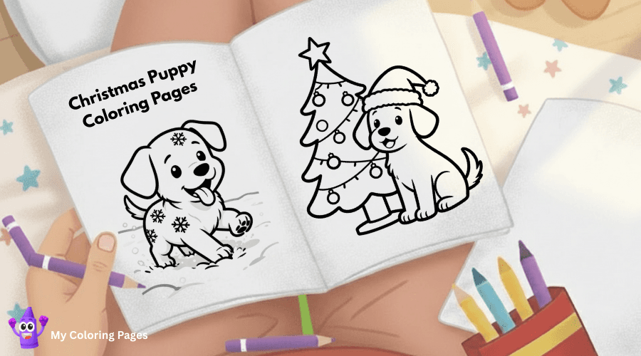 Christmas Puppy Coloring Pages