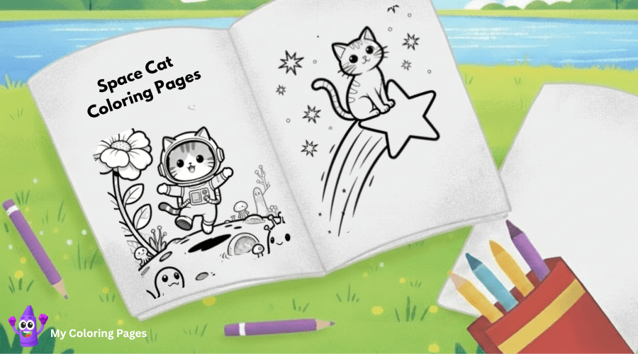 Space Cat Coloring Pages