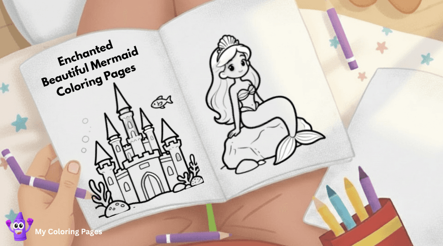 Enchanted Beautiful Mermaid Coloring Pages
