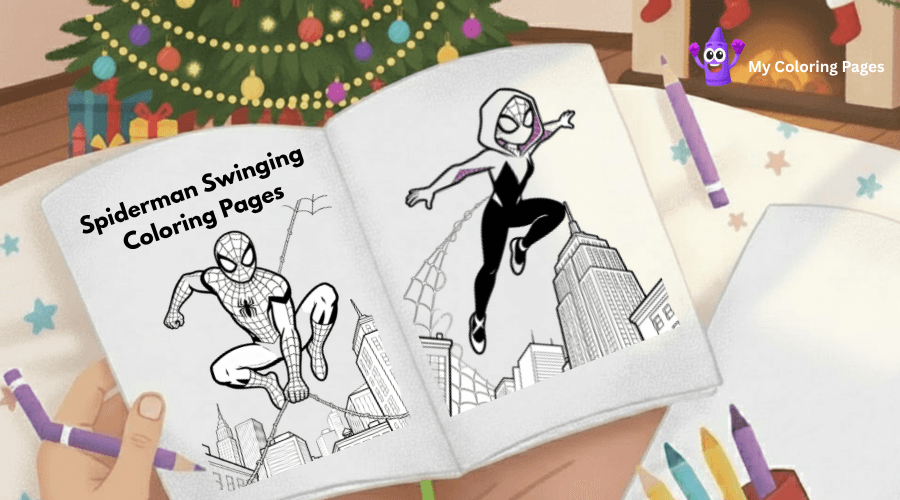 Spiderman Swinging Coloring Pages