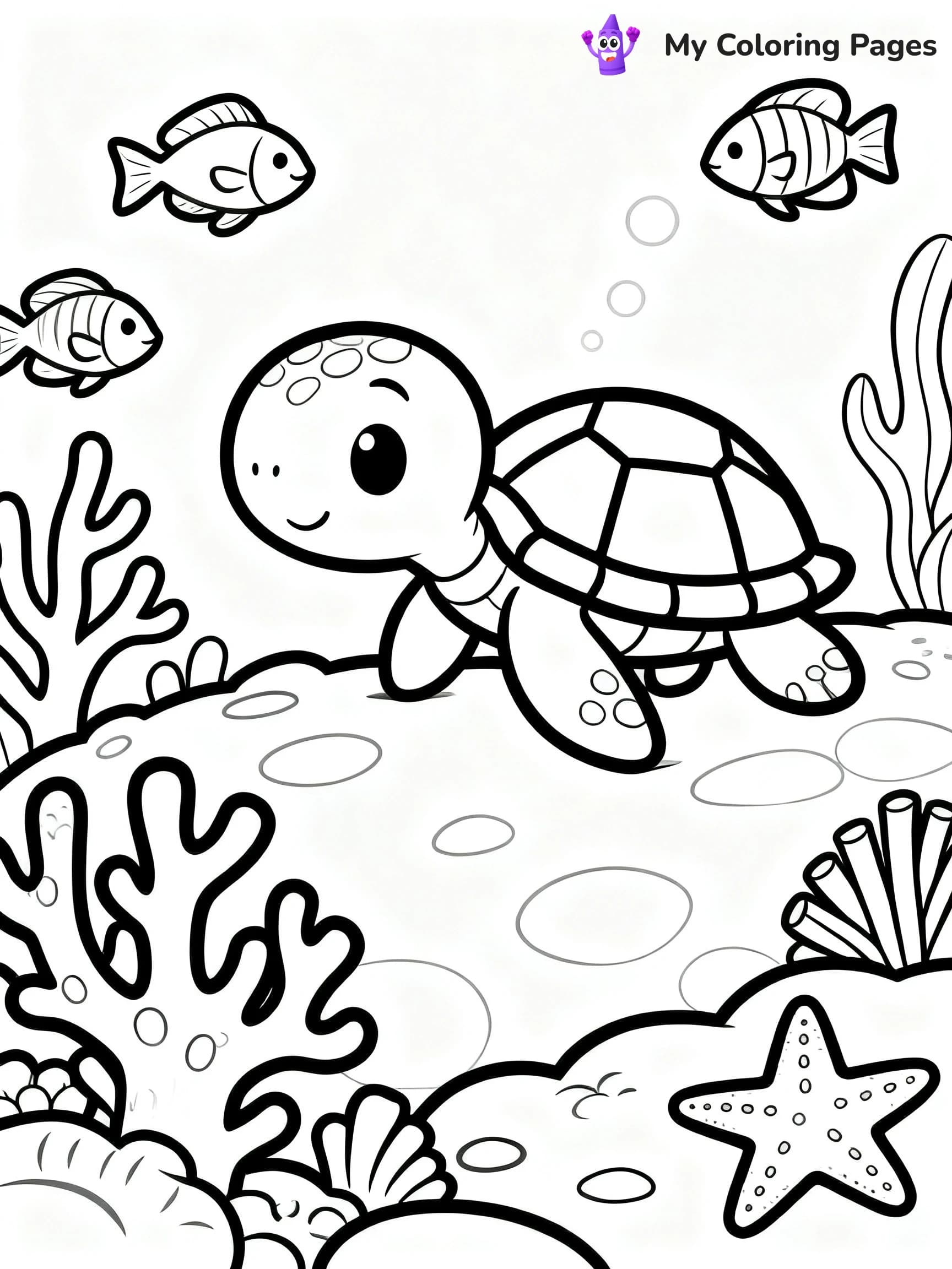 Cute Baby Turtle Coloring Pages - 10