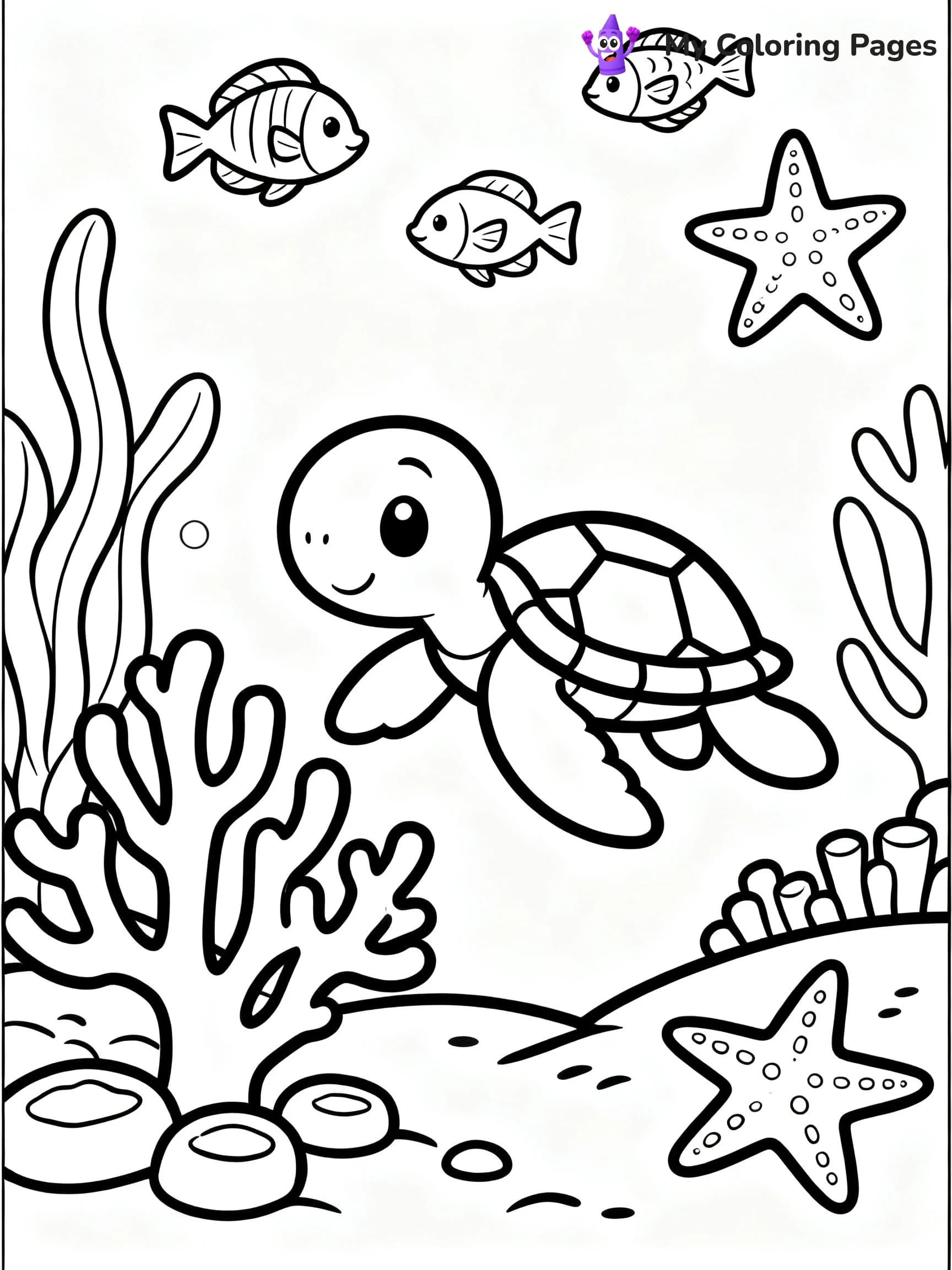 Cute Baby Turtle Coloring Pages - 9