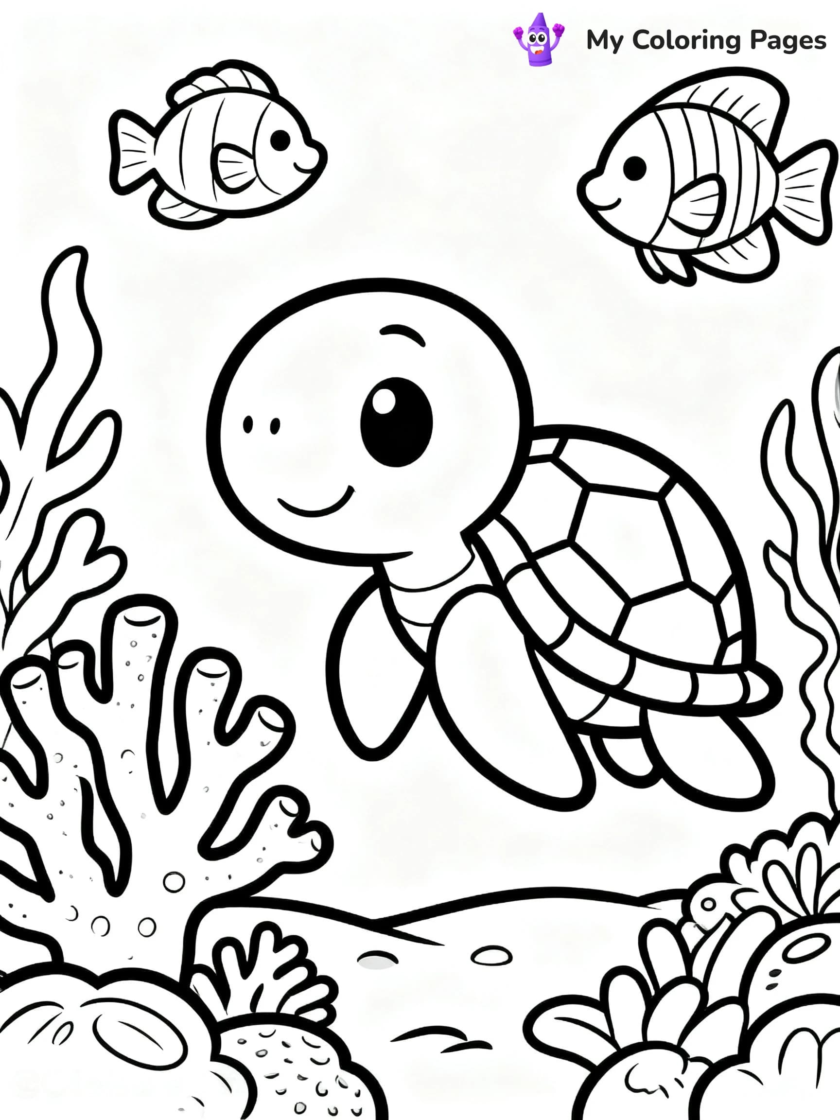Cute Baby Turtle Coloring Pages - 8