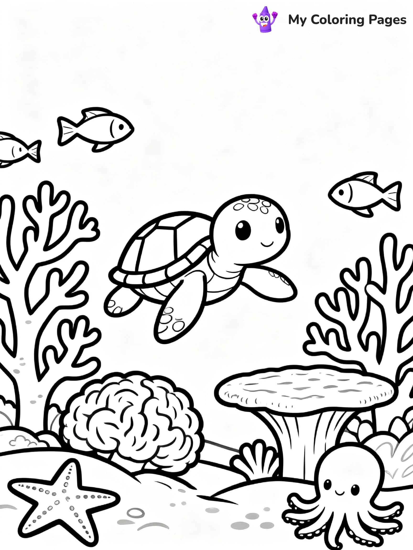 Cute Baby Turtle Coloring Pages - 6