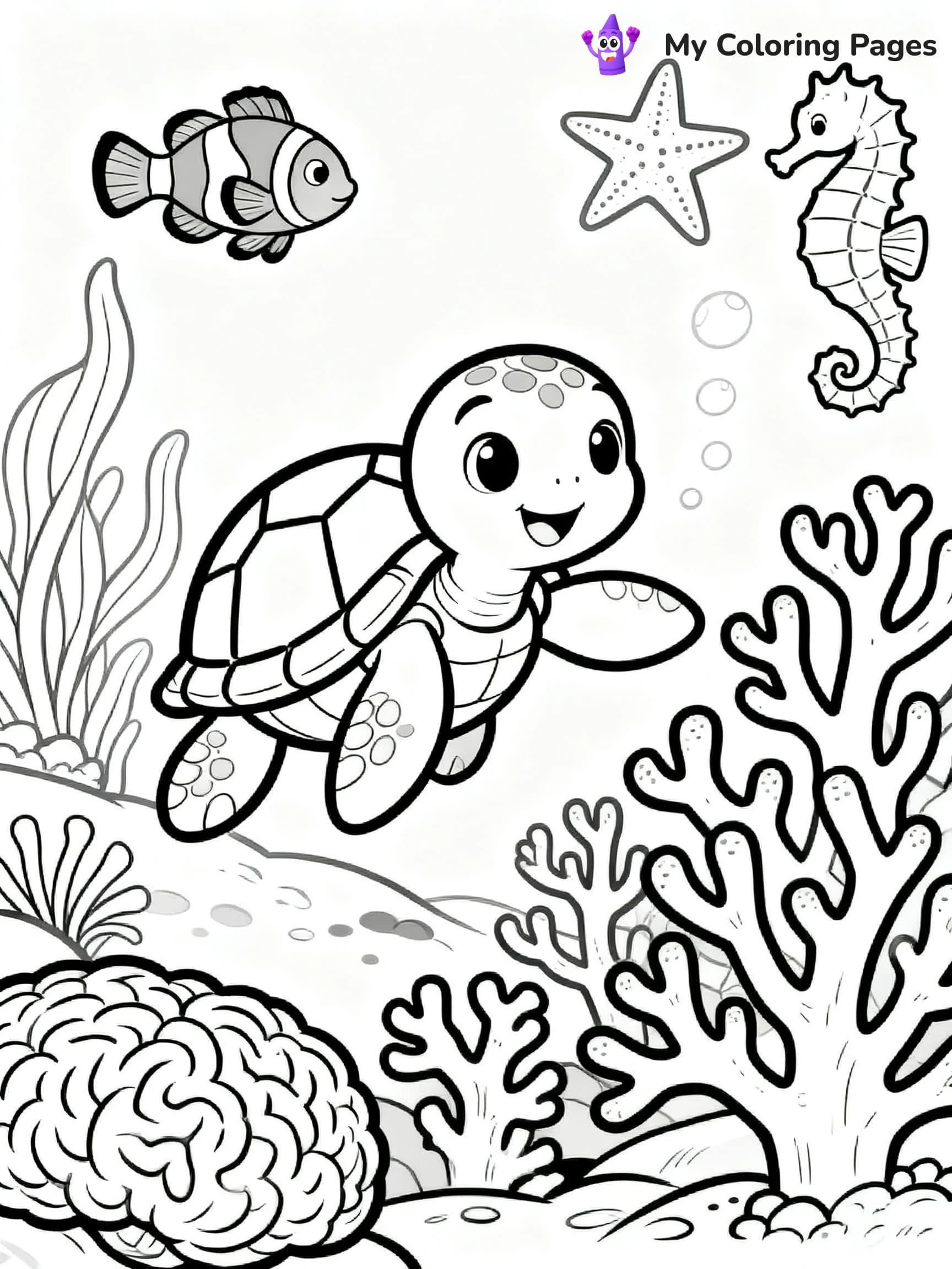 Cute Baby Turtle Coloring Pages - 4