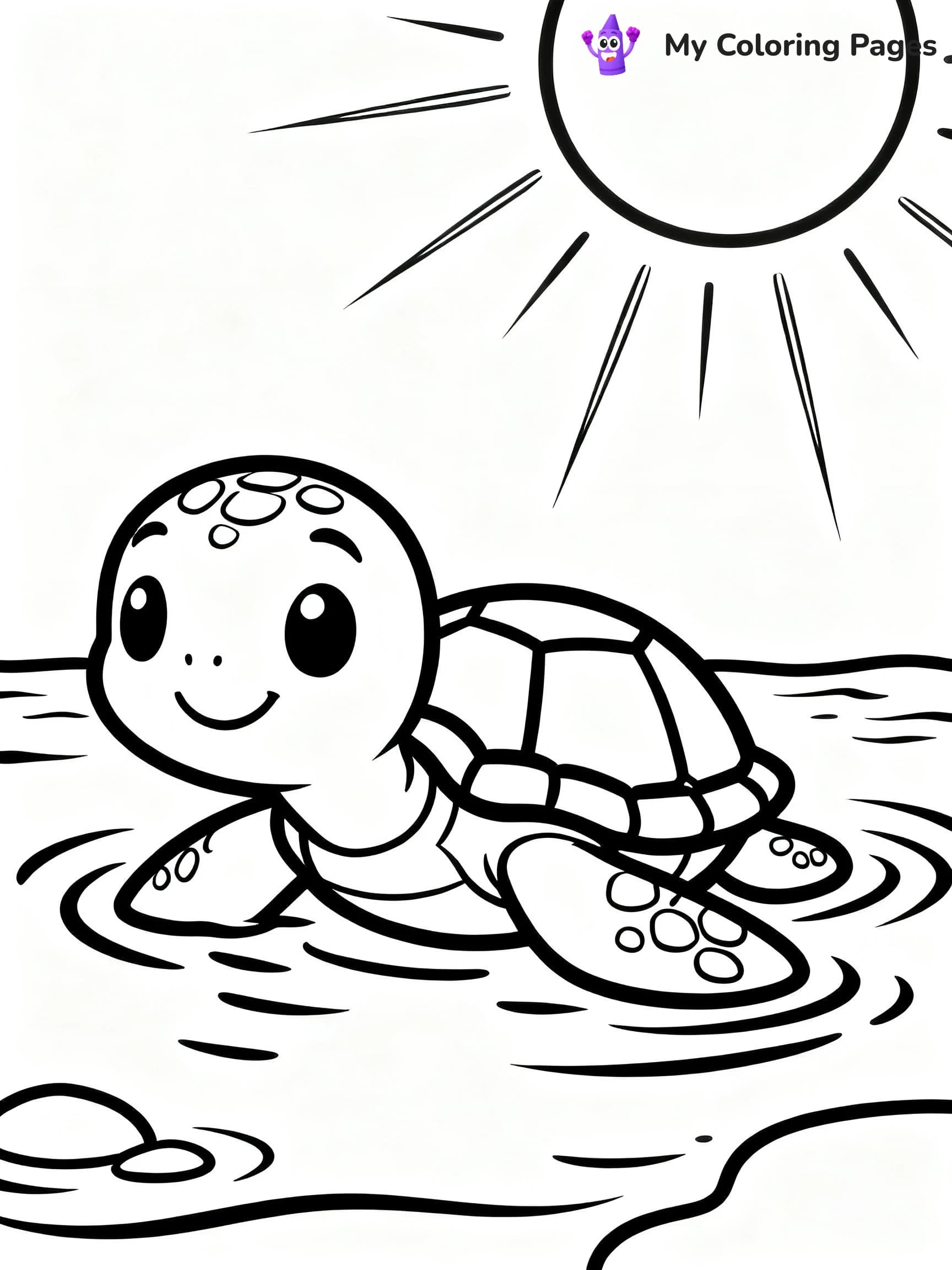 Cute Baby Turtle Coloring Pages - 1