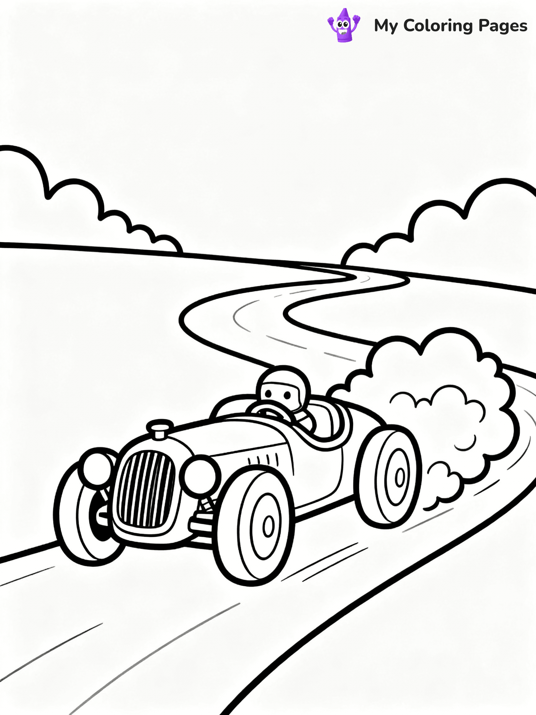 ⚠️ CRITICAL REQUIREMENT - ABSOLUTE BLACK AND WHITE ONLY ⚠️
This MUST be a BLACK AND WHITE line drawing ONLY. NO COLORS whatsoever.
- ONLY pure black lines (#000000) on pure white background (#FFFFFF)
- ABSOLUTELY NO colors, NO shading, NO gradients, NO grayscale
- If there are ANY colors in the output, the image is REJECTED
- This is a COLORING PAGE - meant to be COLORED IN by children
- The output must be UNCOLORED line art ready for coloring
⚠️ SUBJECT TO DRAW: Vintage race car in classic style, racing on winding road, clouds of dust kicked up behind
(REMEMBER: Output must be BLACK AND WHITE line art only, NOT colored!)
# COLORING PAGE: BLACK OUTLINES ONLY - WHITE BACKGROUND MANDATORY
Create a **coloring book page** using EXACTLY two values: black lines, white space.
## NON-NEGOTIABLE BINARY RULES
- **ONLY #000000 (black) and #FFFFFF (white)** - NO other values exist
- **EVERY PIXEL = BLACK OR WHITE** - no gray/shading/antialiasing
- **WHITE BACKGROUND MANDATORY** - entire canvas stays white
- **ALL SHAPES HOLLOW** - everything is empty outlines waiting to be colored
- **FORBIDDEN:** fills, shading, gradients, patterns, textures, colors
- **NO SOLID REGIONS** - if it's not a thin line, it's wrong
## Universal Line Standards
- Black outlines ONLY - thin, uniform weight
- Every shape completely empty inside
- Closed contours suitable for coloring
- Simple flat illustration - zero depth/3D/realism
- **Style:** Whimsical Doodle Art Alley - rounded, friendly outlines (unless specified)
## Everything = Outline Only
- Characters/animals: hollow shapes
- Objects/clothing: empty contours
- Backgrounds/scenery: line work only
- Natural elements: outlined forms
- Dark/night areas: don't exist (use outlined symbols)
- Textures/patterns: convert to simple lines
## The Test
Can a child color EVERY white space with crayons? If any area is pre-filled/shaded/gray or colored in, it FAILS. Every shape must be waiting to receive color.
**FINAL OUTPUT**: Binary coloring page. Black lines define shapes. White spaces ready for coloring. Nothing else exists. No exceptions. Print-ready.
⚠️ FINAL REMINDER: Draw the subject "Vintage race car in classic style, racing on winding road, clouds of dust kicked up behind" as BLACK AND WHITE line art. Zero colors in output.