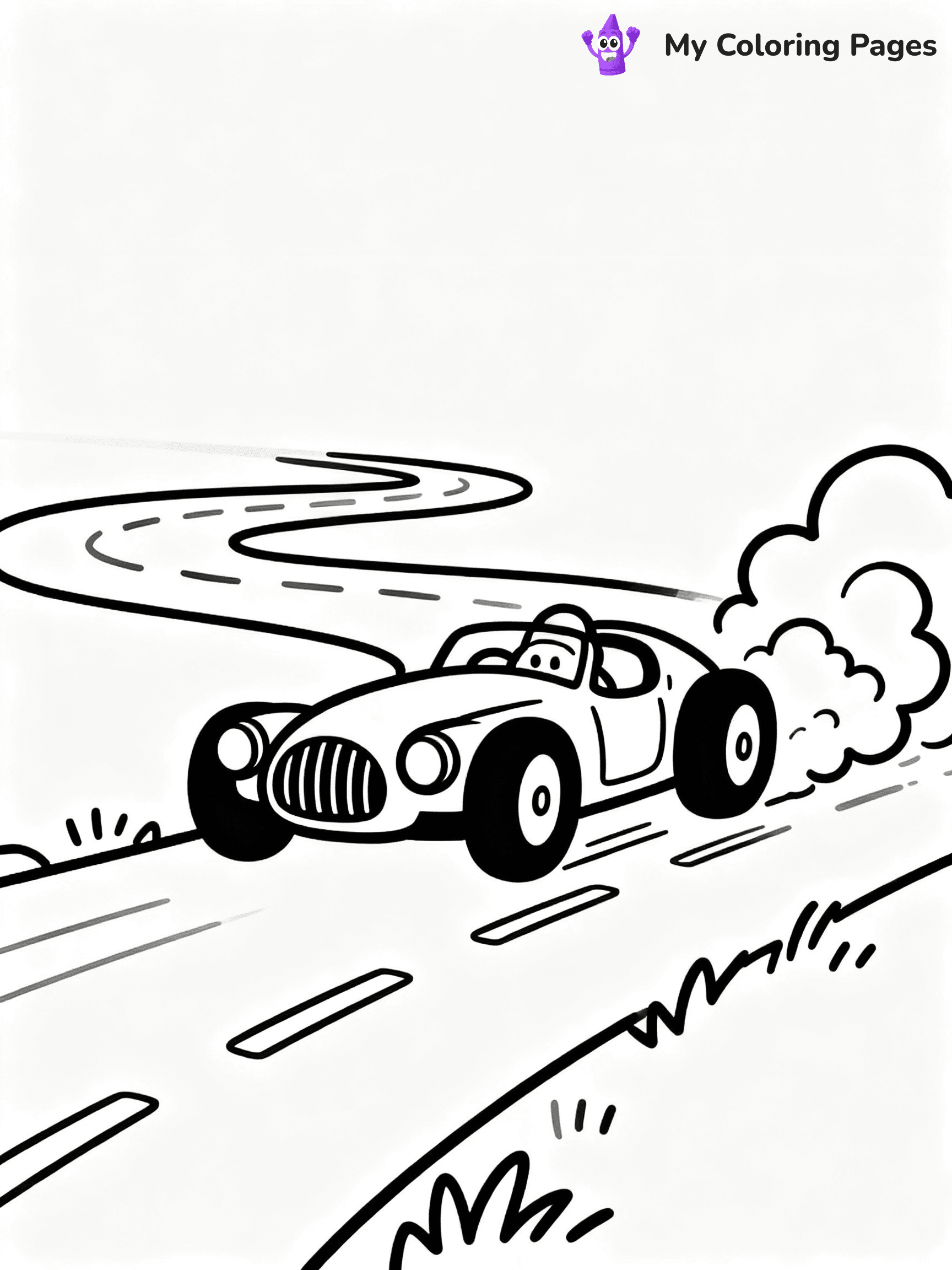 ⚠️ CRITICAL REQUIREMENT - ABSOLUTE BLACK AND WHITE ONLY ⚠️
This MUST be a BLACK AND WHITE line drawing ONLY. NO COLORS whatsoever.
- ONLY pure black lines (#000000) on pure white background (#FFFFFF)
- ABSOLUTELY NO colors, NO shading, NO gradients, NO grayscale
- If there are ANY colors in the output, the image is REJECTED
- This is a COLORING PAGE - meant to be COLORED IN by children
- The output must be UNCOLORED line art ready for coloring
⚠️ SUBJECT TO DRAW: Vintage race car in classic style, racing on winding road, clouds of dust kicked up behind
(REMEMBER: Output must be BLACK AND WHITE line art only, NOT colored!)
# COLORING PAGE: BLACK OUTLINES ONLY - WHITE BACKGROUND MANDATORY
Create a **coloring book page** using EXACTLY two values: black lines, white space.
## NON-NEGOTIABLE BINARY RULES
- **ONLY #000000 (black) and #FFFFFF (white)** - NO other values exist
- **EVERY PIXEL = BLACK OR WHITE** - no gray/shading/antialiasing
- **WHITE BACKGROUND MANDATORY** - entire canvas stays white
- **ALL SHAPES HOLLOW** - everything is empty outlines waiting to be colored
- **FORBIDDEN:** fills, shading, gradients, patterns, textures, colors
- **NO SOLID REGIONS** - if it's not a thin line, it's wrong
## Universal Line Standards
- Black outlines ONLY - thin, uniform weight
- Every shape completely empty inside
- Closed contours suitable for coloring
- Simple flat illustration - zero depth/3D/realism
- **Style:** Whimsical Doodle Art Alley - rounded, friendly outlines (unless specified)
## Everything = Outline Only
- Characters/animals: hollow shapes
- Objects/clothing: empty contours
- Backgrounds/scenery: line work only
- Natural elements: outlined forms
- Dark/night areas: don't exist (use outlined symbols)
- Textures/patterns: convert to simple lines
## The Test
Can a child color EVERY white space with crayons? If any area is pre-filled/shaded/gray or colored in, it FAILS. Every shape must be waiting to receive color.
**FINAL OUTPUT**: Binary coloring page. Black lines define shapes. White spaces ready for coloring. Nothing else exists. No exceptions. Print-ready.
⚠️ FINAL REMINDER: Draw the subject "Vintage race car in classic style, racing on winding road, clouds of dust kicked up behind" as BLACK AND WHITE line art. Zero colors in output.