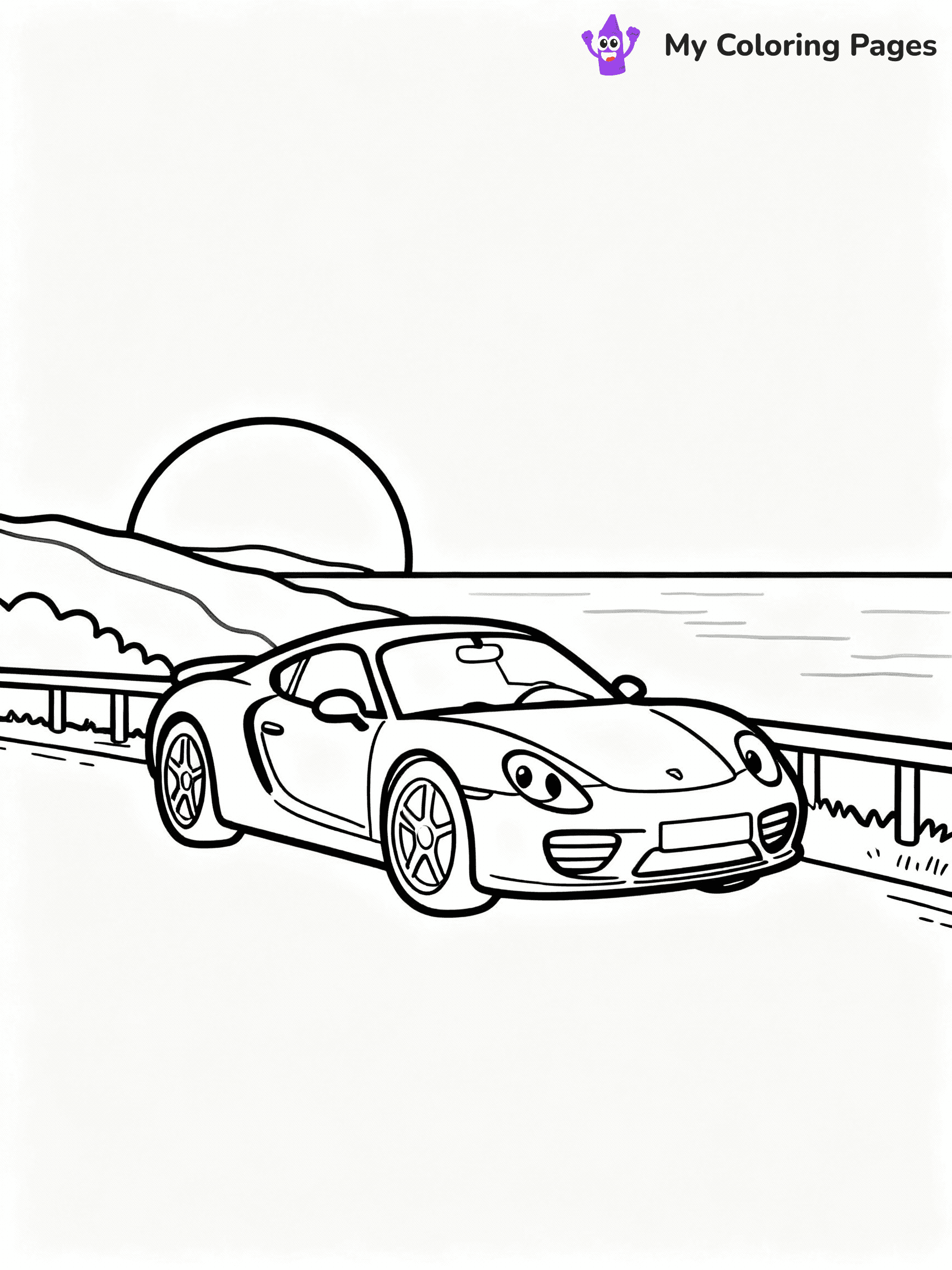 ⚠️ CRITICAL REQUIREMENT - ABSOLUTE BLACK AND WHITE ONLY ⚠️
This MUST be a BLACK AND WHITE line drawing ONLY. NO COLORS whatsoever.
- ONLY pure black lines (#000000) on pure white background (#FFFFFF)
- ABSOLUTELY NO colors, NO shading, NO gradients, NO grayscale
- If there are ANY colors in the output, the image is REJECTED
- This is a COLORING PAGE - meant to be COLORED IN by children
- The output must be UNCOLORED line art ready for coloring
⚠️ SUBJECT TO DRAW: European sports car in sleek design, parked on scenic overlook, sun setting in the background
(REMEMBER: Output must be BLACK AND WHITE line art only, NOT colored!)
# COLORING PAGE: BLACK OUTLINES ONLY - WHITE BACKGROUND MANDATORY
Create a **coloring book page** using EXACTLY two values: black lines, white space.
## NON-NEGOTIABLE BINARY RULES
- **ONLY #000000 (black) and #FFFFFF (white)** - NO other values exist
- **EVERY PIXEL = BLACK OR WHITE** - no gray/shading/antialiasing
- **WHITE BACKGROUND MANDATORY** - entire canvas stays white
- **ALL SHAPES HOLLOW** - everything is empty outlines waiting to be colored
- **FORBIDDEN:** fills, shading, gradients, patterns, textures, colors
- **NO SOLID REGIONS** - if it's not a thin line, it's wrong
## Universal Line Standards
- Black outlines ONLY - thin, uniform weight
- Every shape completely empty inside
- Closed contours suitable for coloring
- Simple flat illustration - zero depth/3D/realism
- **Style:** Whimsical Doodle Art Alley - rounded, friendly outlines (unless specified)
## Everything = Outline Only
- Characters/animals: hollow shapes
- Objects/clothing: empty contours
- Backgrounds/scenery: line work only
- Natural elements: outlined forms
- Dark/night areas: don't exist (use outlined symbols)
- Textures/patterns: convert to simple lines
## The Test
Can a child color EVERY white space with crayons? If any area is pre-filled/shaded/gray or colored in, it FAILS. Every shape must be waiting to receive color.
**FINAL OUTPUT**: Binary coloring page. Black lines define shapes. White spaces ready for coloring. Nothing else exists. No exceptions. Print-ready.
⚠️ FINAL REMINDER: Draw the subject "European sports car in sleek design, parked on scenic overlook, sun setting in the background" as BLACK AND WHITE line art. Zero colors in output.