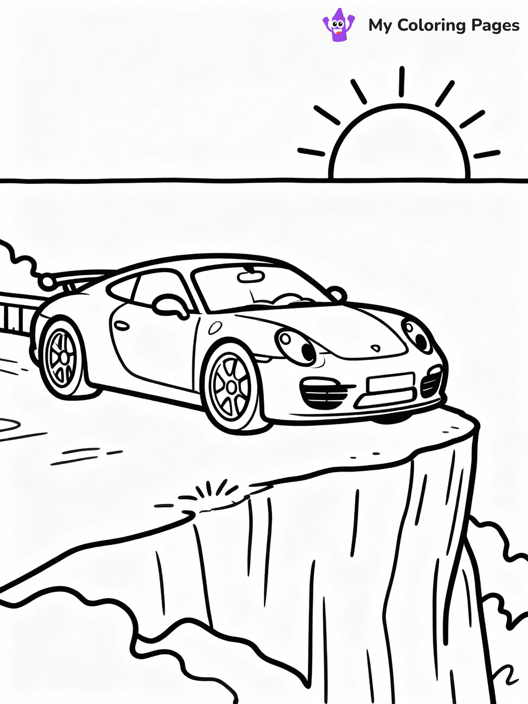 ⚠️ CRITICAL REQUIREMENT - ABSOLUTE BLACK AND WHITE ONLY ⚠️
This MUST be a BLACK AND WHITE line drawing ONLY. NO COLORS whatsoever.
- ONLY pure black lines (#000000) on pure white background (#FFFFFF)
- ABSOLUTELY NO colors, NO shading, NO gradients, NO grayscale
- If there are ANY colors in the output, the image is REJECTED
- This is a COLORING PAGE - meant to be COLORED IN by children
- The output must be UNCOLORED line art ready for coloring
⚠️ SUBJECT TO DRAW: European sports car in sleek design, parked on scenic overlook, sun setting in the background
(REMEMBER: Output must be BLACK AND WHITE line art only, NOT colored!)
# COLORING PAGE: BLACK OUTLINES ONLY - WHITE BACKGROUND MANDATORY
Create a **coloring book page** using EXACTLY two values: black lines, white space.
## NON-NEGOTIABLE BINARY RULES
- **ONLY #000000 (black) and #FFFFFF (white)** - NO other values exist
- **EVERY PIXEL = BLACK OR WHITE** - no gray/shading/antialiasing
- **WHITE BACKGROUND MANDATORY** - entire canvas stays white
- **ALL SHAPES HOLLOW** - everything is empty outlines waiting to be colored
- **FORBIDDEN:** fills, shading, gradients, patterns, textures, colors
- **NO SOLID REGIONS** - if it's not a thin line, it's wrong
## Universal Line Standards
- Black outlines ONLY - thin, uniform weight
- Every shape completely empty inside
- Closed contours suitable for coloring
- Simple flat illustration - zero depth/3D/realism
- **Style:** Whimsical Doodle Art Alley - rounded, friendly outlines (unless specified)
## Everything = Outline Only
- Characters/animals: hollow shapes
- Objects/clothing: empty contours
- Backgrounds/scenery: line work only
- Natural elements: outlined forms
- Dark/night areas: don't exist (use outlined symbols)
- Textures/patterns: convert to simple lines
## The Test
Can a child color EVERY white space with crayons? If any area is pre-filled/shaded/gray or colored in, it FAILS. Every shape must be waiting to receive color.
**FINAL OUTPUT**: Binary coloring page. Black lines define shapes. White spaces ready for coloring. Nothing else exists. No exceptions. Print-ready.
⚠️ FINAL REMINDER: Draw the subject "European sports car in sleek design, parked on scenic overlook, sun setting in the background" as BLACK AND WHITE line art. Zero colors in output.