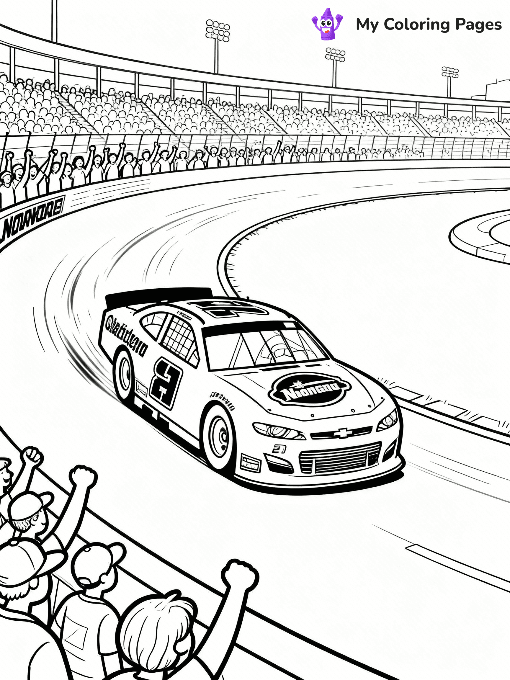 ⚠️ CRITICAL REQUIREMENT - ABSOLUTE BLACK AND WHITE ONLY ⚠️
This MUST be a BLACK AND WHITE line drawing ONLY. NO COLORS whatsoever.
- ONLY pure black lines (#000000) on pure white background (#FFFFFF)
- ABSOLUTELY NO colors, NO shading, NO gradients, NO grayscale
- If there are ANY colors in the output, the image is REJECTED
- This is a COLORING PAGE - meant to be COLORED IN by children
- The output must be UNCOLORED line art ready for coloring
⚠️ SUBJECT TO DRAW: Nascar vehicle in dynamic style, speeding around oval track, sponsor logos visible, cheering crowd
(REMEMBER: Output must be BLACK AND WHITE line art only, NOT colored!)
# COLORING PAGE: BLACK OUTLINES ONLY - WHITE BACKGROUND MANDATORY
Create a **coloring book page** using EXACTLY two values: black lines, white space.
## NON-NEGOTIABLE BINARY RULES
- **ONLY #000000 (black) and #FFFFFF (white)** - NO other values exist
- **EVERY PIXEL = BLACK OR WHITE** - no gray/shading/antialiasing
- **WHITE BACKGROUND MANDATORY** - entire canvas stays white
- **ALL SHAPES HOLLOW** - everything is empty outlines waiting to be colored
- **FORBIDDEN:** fills, shading, gradients, patterns, textures, colors
- **NO SOLID REGIONS** - if it's not a thin line, it's wrong
## Universal Line Standards
- Black outlines ONLY - thin, uniform weight
- Every shape completely empty inside
- Closed contours suitable for coloring
- Simple flat illustration - zero depth/3D/realism
- **Style:** Whimsical Doodle Art Alley - rounded, friendly outlines (unless specified)
## Everything = Outline Only
- Characters/animals: hollow shapes
- Objects/clothing: empty contours
- Backgrounds/scenery: line work only
- Natural elements: outlined forms
- Dark/night areas: don't exist (use outlined symbols)
- Textures/patterns: convert to simple lines
## The Test
Can a child color EVERY white space with crayons? If any area is pre-filled/shaded/gray or colored in, it FAILS. Every shape must be waiting to receive color.
**FINAL OUTPUT**: Binary coloring page. Black lines define shapes. White spaces ready for coloring. Nothing else exists. No exceptions. Print-ready.
⚠️ FINAL REMINDER: Draw the subject "Nascar vehicle in dynamic style, speeding around oval track, sponsor logos visible, cheering crowd" as BLACK AND WHITE line art. Zero colors in output.