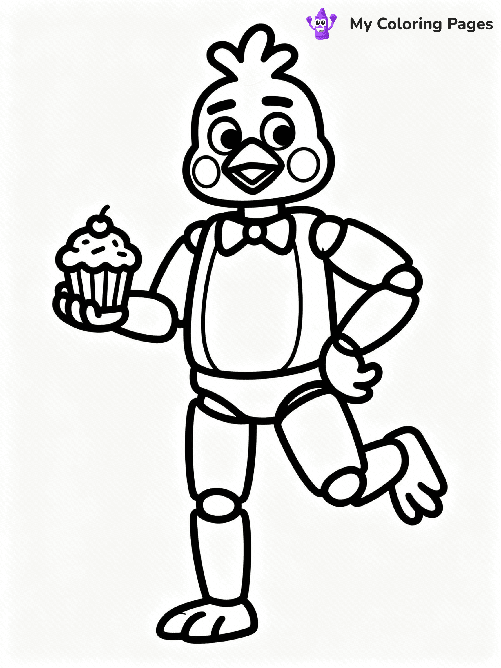 ⚠️ CRITICAL REQUIREMENT - ABSOLUTE BLACK AND WHITE ONLY ⚠️
This MUST be a BLACK AND WHITE line drawing ONLY. NO COLORS whatsoever.
- ONLY pure black lines (#000000) on pure white background (#FFFFFF)
- ABSOLUTELY NO colors, NO shading, NO gradients, NO grayscale
- If there are ANY colors in the output, the image is REJECTED
- This is a COLORING PAGE - meant to be COLORED IN by children
- The output must be UNCOLORED line art ready for coloring
⚠️ SUBJECT TO DRAW: Chica the Chicken from Five Nights at Freddy's in FNaF style, holding a cupcake, standing on one leg
(REMEMBER: Output must be BLACK AND WHITE line art only, NOT colored!)
# COLORING PAGE: BLACK OUTLINES ONLY - WHITE BACKGROUND MANDATORY
Create a **coloring book page** using EXACTLY two values: black lines, white space.
## NON-NEGOTIABLE BINARY RULES
- **ONLY #000000 (black) and #FFFFFF (white)** - NO other values exist
- **EVERY PIXEL = BLACK OR WHITE** - no gray/shading/antialiasing
- **WHITE BACKGROUND MANDATORY** - entire canvas stays white
- **ALL SHAPES HOLLOW** - everything is empty outlines waiting to be colored
- **FORBIDDEN:** fills, shading, gradients, patterns, textures, colors
- **NO SOLID REGIONS** - if it's not a thin line, it's wrong
## Universal Line Standards
- Black outlines ONLY - thin, uniform weight
- Every shape completely empty inside
- Closed contours suitable for coloring
- Simple flat illustration - zero depth/3D/realism
- **Style:** Whimsical Doodle Art Alley - rounded, friendly outlines (unless specified)
## Everything = Outline Only
- Characters/animals: hollow shapes
- Objects/clothing: empty contours
- Backgrounds/scenery: line work only
- Natural elements: outlined forms
- Dark/night areas: don't exist (use outlined symbols)
- Textures/patterns: convert to simple lines
## The Test
Can a child color EVERY white space with crayons? If any area is pre-filled/shaded/gray or colored in, it FAILS. Every shape must be waiting to receive color.
**FINAL OUTPUT**: Binary coloring page. Black lines define shapes. White spaces ready for coloring. Nothing else exists. No exceptions. Print-ready.
⚠️ FINAL REMINDER: Draw the subject "Chica the Chicken from Five Nights at Freddy's in FNaF style, holding a cupcake, standing on one leg" as BLACK AND WHITE line art. Zero colors in output.