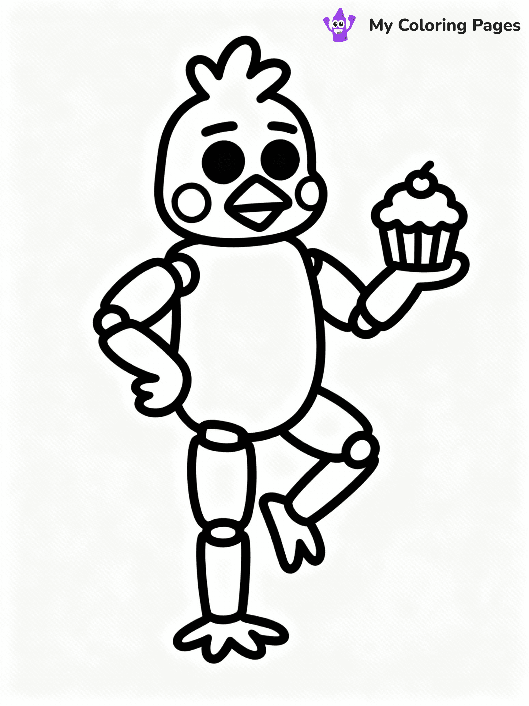 ⚠️ CRITICAL REQUIREMENT - ABSOLUTE BLACK AND WHITE ONLY ⚠️
This MUST be a BLACK AND WHITE line drawing ONLY. NO COLORS whatsoever.
- ONLY pure black lines (#000000) on pure white background (#FFFFFF)
- ABSOLUTELY NO colors, NO shading, NO gradients, NO grayscale
- If there are ANY colors in the output, the image is REJECTED
- This is a COLORING PAGE - meant to be COLORED IN by children
- The output must be UNCOLORED line art ready for coloring
⚠️ SUBJECT TO DRAW: Chica the Chicken from Five Nights at Freddy's in FNaF style, holding a cupcake, standing on one leg
(REMEMBER: Output must be BLACK AND WHITE line art only, NOT colored!)
# COLORING PAGE: BLACK OUTLINES ONLY - WHITE BACKGROUND MANDATORY
Create a **coloring book page** using EXACTLY two values: black lines, white space.
## NON-NEGOTIABLE BINARY RULES
- **ONLY #000000 (black) and #FFFFFF (white)** - NO other values exist
- **EVERY PIXEL = BLACK OR WHITE** - no gray/shading/antialiasing
- **WHITE BACKGROUND MANDATORY** - entire canvas stays white
- **ALL SHAPES HOLLOW** - everything is empty outlines waiting to be colored
- **FORBIDDEN:** fills, shading, gradients, patterns, textures, colors
- **NO SOLID REGIONS** - if it's not a thin line, it's wrong
## Universal Line Standards
- Black outlines ONLY - thin, uniform weight
- Every shape completely empty inside
- Closed contours suitable for coloring
- Simple flat illustration - zero depth/3D/realism
- **Style:** Whimsical Doodle Art Alley - rounded, friendly outlines (unless specified)
## Everything = Outline Only
- Characters/animals: hollow shapes
- Objects/clothing: empty contours
- Backgrounds/scenery: line work only
- Natural elements: outlined forms
- Dark/night areas: don't exist (use outlined symbols)
- Textures/patterns: convert to simple lines
## The Test
Can a child color EVERY white space with crayons? If any area is pre-filled/shaded/gray or colored in, it FAILS. Every shape must be waiting to receive color.
**FINAL OUTPUT**: Binary coloring page. Black lines define shapes. White spaces ready for coloring. Nothing else exists. No exceptions. Print-ready.
⚠️ FINAL REMINDER: Draw the subject "Chica the Chicken from Five Nights at Freddy's in FNaF style, holding a cupcake, standing on one leg" as BLACK AND WHITE line art. Zero colors in output.