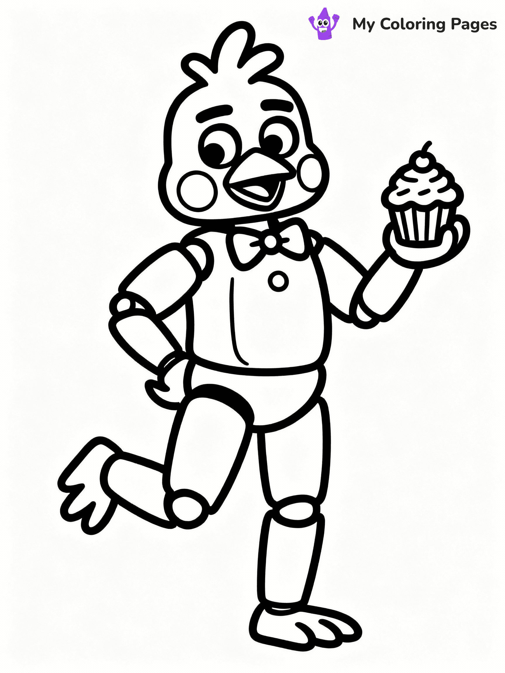 ⚠️ CRITICAL REQUIREMENT - ABSOLUTE BLACK AND WHITE ONLY ⚠️
This MUST be a BLACK AND WHITE line drawing ONLY. NO COLORS whatsoever.
- ONLY pure black lines (#000000) on pure white background (#FFFFFF)
- ABSOLUTELY NO colors, NO shading, NO gradients, NO grayscale
- If there are ANY colors in the output, the image is REJECTED
- This is a COLORING PAGE - meant to be COLORED IN by children
- The output must be UNCOLORED line art ready for coloring
⚠️ SUBJECT TO DRAW: Chica the Chicken from Five Nights at Freddy's in FNaF style, holding a cupcake, standing on one leg
(REMEMBER: Output must be BLACK AND WHITE line art only, NOT colored!)
# COLORING PAGE: BLACK OUTLINES ONLY - WHITE BACKGROUND MANDATORY
Create a **coloring book page** using EXACTLY two values: black lines, white space.
## NON-NEGOTIABLE BINARY RULES
- **ONLY #000000 (black) and #FFFFFF (white)** - NO other values exist
- **EVERY PIXEL = BLACK OR WHITE** - no gray/shading/antialiasing
- **WHITE BACKGROUND MANDATORY** - entire canvas stays white
- **ALL SHAPES HOLLOW** - everything is empty outlines waiting to be colored
- **FORBIDDEN:** fills, shading, gradients, patterns, textures, colors
- **NO SOLID REGIONS** - if it's not a thin line, it's wrong
## Universal Line Standards
- Black outlines ONLY - thin, uniform weight
- Every shape completely empty inside
- Closed contours suitable for coloring
- Simple flat illustration - zero depth/3D/realism
- **Style:** Whimsical Doodle Art Alley - rounded, friendly outlines (unless specified)
## Everything = Outline Only
- Characters/animals: hollow shapes
- Objects/clothing: empty contours
- Backgrounds/scenery: line work only
- Natural elements: outlined forms
- Dark/night areas: don't exist (use outlined symbols)
- Textures/patterns: convert to simple lines
## The Test
Can a child color EVERY white space with crayons? If any area is pre-filled/shaded/gray or colored in, it FAILS. Every shape must be waiting to receive color.
**FINAL OUTPUT**: Binary coloring page. Black lines define shapes. White spaces ready for coloring. Nothing else exists. No exceptions. Print-ready.
⚠️ FINAL REMINDER: Draw the subject "Chica the Chicken from Five Nights at Freddy's in FNaF style, holding a cupcake, standing on one leg" as BLACK AND WHITE line art. Zero colors in output.