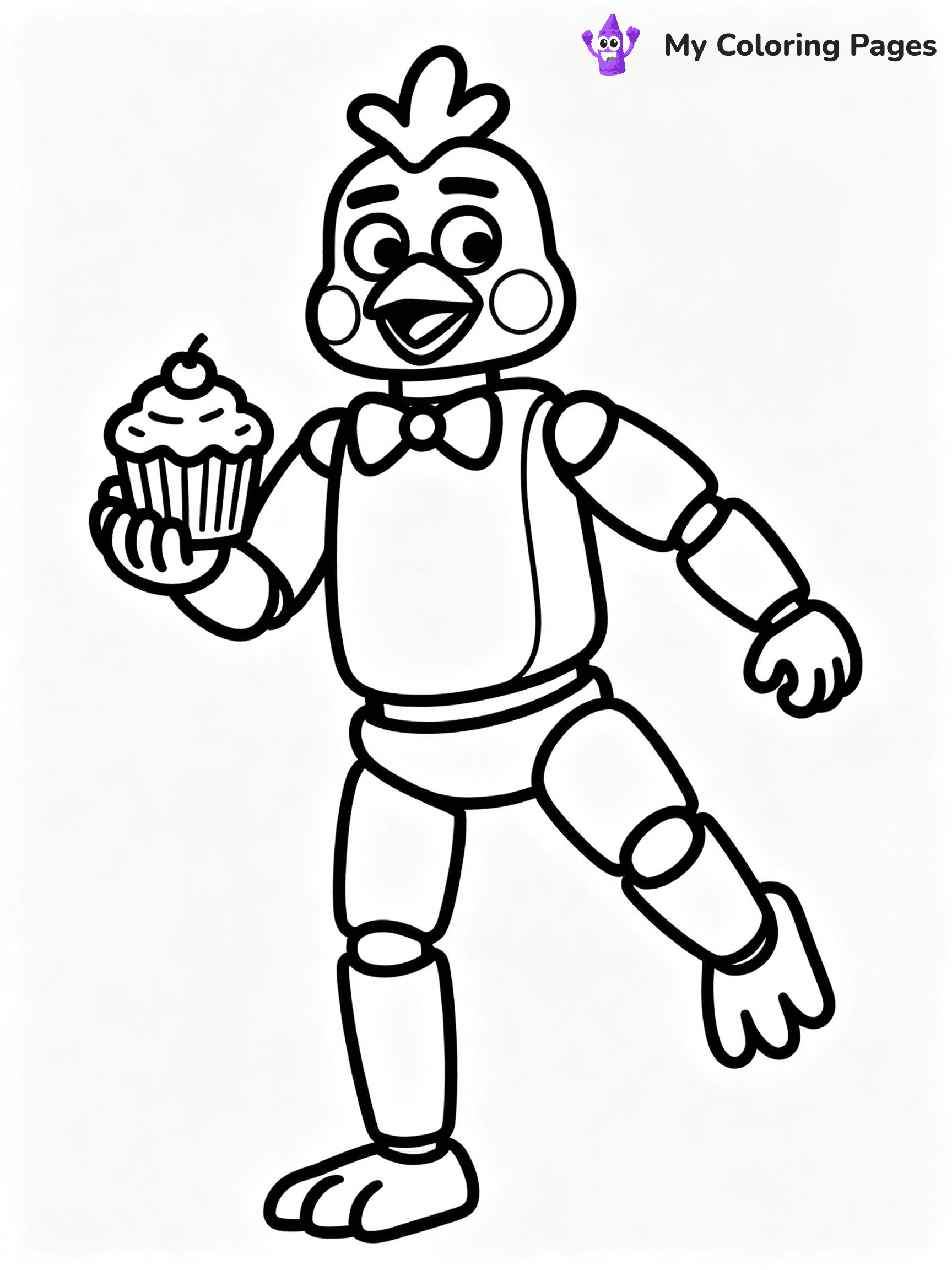 ⚠️ CRITICAL REQUIREMENT - ABSOLUTE BLACK AND WHITE ONLY ⚠️
This MUST be a BLACK AND WHITE line drawing ONLY. NO COLORS whatsoever.
- ONLY pure black lines (#000000) on pure white background (#FFFFFF)
- ABSOLUTELY NO colors, NO shading, NO gradients, NO grayscale
- If there are ANY colors in the output, the image is REJECTED
- This is a COLORING PAGE - meant to be COLORED IN by children
- The output must be UNCOLORED line art ready for coloring
⚠️ SUBJECT TO DRAW: Chica the Chicken from Five Nights at Freddy's in FNaF style, holding a cupcake, standing on one leg
(REMEMBER: Output must be BLACK AND WHITE line art only, NOT colored!)
# COLORING PAGE: BLACK OUTLINES ONLY - WHITE BACKGROUND MANDATORY
Create a **coloring book page** using EXACTLY two values: black lines, white space.
## NON-NEGOTIABLE BINARY RULES
- **ONLY #000000 (black) and #FFFFFF (white)** - NO other values exist
- **EVERY PIXEL = BLACK OR WHITE** - no gray/shading/antialiasing
- **WHITE BACKGROUND MANDATORY** - entire canvas stays white
- **ALL SHAPES HOLLOW** - everything is empty outlines waiting to be colored
- **FORBIDDEN:** fills, shading, gradients, patterns, textures, colors
- **NO SOLID REGIONS** - if it's not a thin line, it's wrong
## Universal Line Standards
- Black outlines ONLY - thin, uniform weight
- Every shape completely empty inside
- Closed contours suitable for coloring
- Simple flat illustration - zero depth/3D/realism
- **Style:** Whimsical Doodle Art Alley - rounded, friendly outlines (unless specified)
## Everything = Outline Only
- Characters/animals: hollow shapes
- Objects/clothing: empty contours
- Backgrounds/scenery: line work only
- Natural elements: outlined forms
- Dark/night areas: don't exist (use outlined symbols)
- Textures/patterns: convert to simple lines
## The Test
Can a child color EVERY white space with crayons? If any area is pre-filled/shaded/gray or colored in, it FAILS. Every shape must be waiting to receive color.
**FINAL OUTPUT**: Binary coloring page. Black lines define shapes. White spaces ready for coloring. Nothing else exists. No exceptions. Print-ready.
⚠️ FINAL REMINDER: Draw the subject "Chica the Chicken from Five Nights at Freddy's in FNaF style, holding a cupcake, standing on one leg" as BLACK AND WHITE line art. Zero colors in output.