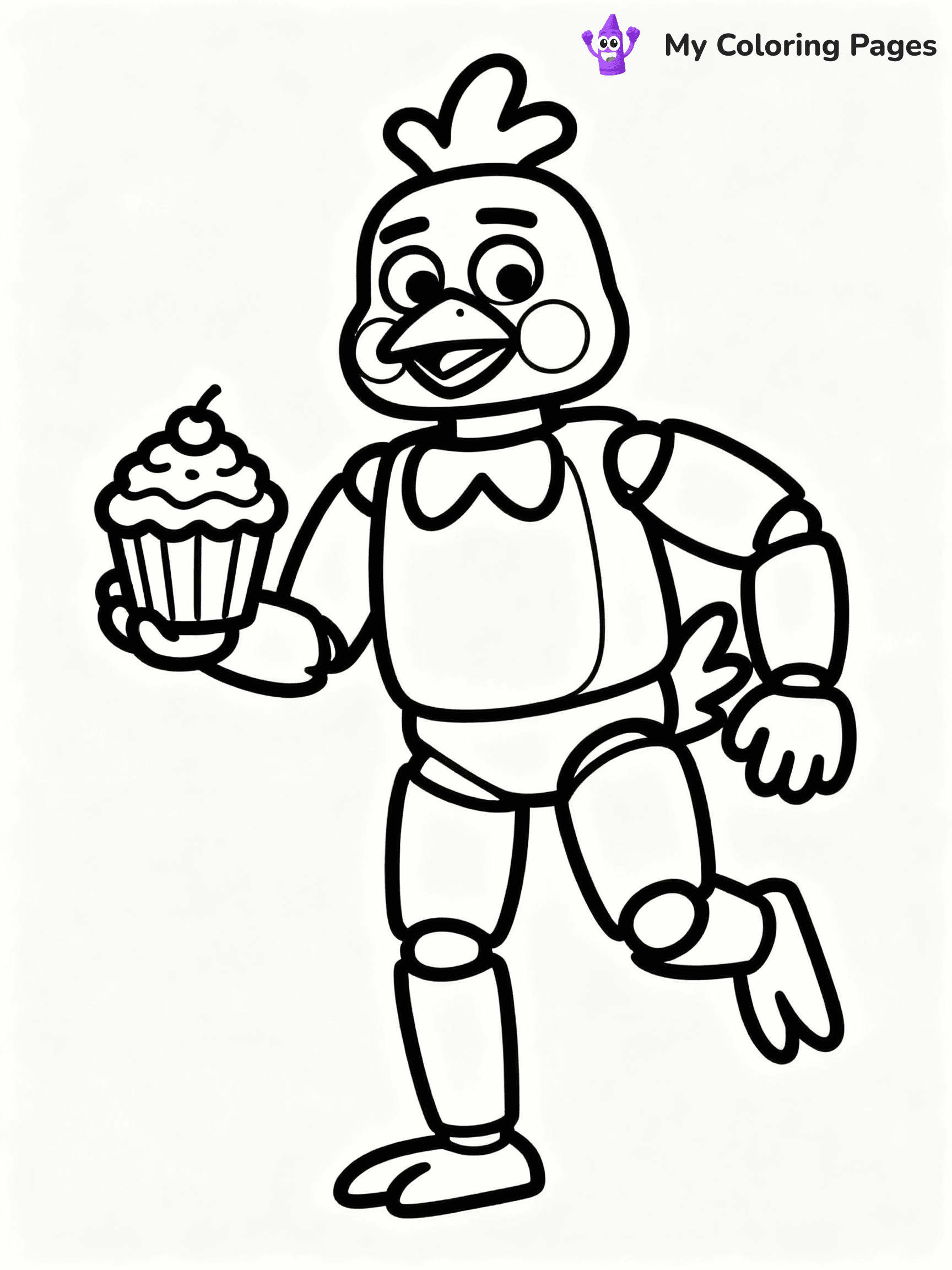 ⚠️ CRITICAL REQUIREMENT - ABSOLUTE BLACK AND WHITE ONLY ⚠️
This MUST be a BLACK AND WHITE line drawing ONLY. NO COLORS whatsoever.
- ONLY pure black lines (#000000) on pure white background (#FFFFFF)
- ABSOLUTELY NO colors, NO shading, NO gradients, NO grayscale
- If there are ANY colors in the output, the image is REJECTED
- This is a COLORING PAGE - meant to be COLORED IN by children
- The output must be UNCOLORED line art ready for coloring
⚠️ SUBJECT TO DRAW: Chica the Chicken from Five Nights at Freddy's in FNaF style, holding a cupcake, standing on one leg
(REMEMBER: Output must be BLACK AND WHITE line art only, NOT colored!)
# COLORING PAGE: BLACK OUTLINES ONLY - WHITE BACKGROUND MANDATORY
Create a **coloring book page** using EXACTLY two values: black lines, white space.
## NON-NEGOTIABLE BINARY RULES
- **ONLY #000000 (black) and #FFFFFF (white)** - NO other values exist
- **EVERY PIXEL = BLACK OR WHITE** - no gray/shading/antialiasing
- **WHITE BACKGROUND MANDATORY** - entire canvas stays white
- **ALL SHAPES HOLLOW** - everything is empty outlines waiting to be colored
- **FORBIDDEN:** fills, shading, gradients, patterns, textures, colors
- **NO SOLID REGIONS** - if it's not a thin line, it's wrong
## Universal Line Standards
- Black outlines ONLY - thin, uniform weight
- Every shape completely empty inside
- Closed contours suitable for coloring
- Simple flat illustration - zero depth/3D/realism
- **Style:** Whimsical Doodle Art Alley - rounded, friendly outlines (unless specified)
## Everything = Outline Only
- Characters/animals: hollow shapes
- Objects/clothing: empty contours
- Backgrounds/scenery: line work only
- Natural elements: outlined forms
- Dark/night areas: don't exist (use outlined symbols)
- Textures/patterns: convert to simple lines
## The Test
Can a child color EVERY white space with crayons? If any area is pre-filled/shaded/gray or colored in, it FAILS. Every shape must be waiting to receive color.
**FINAL OUTPUT**: Binary coloring page. Black lines define shapes. White spaces ready for coloring. Nothing else exists. No exceptions. Print-ready.
⚠️ FINAL REMINDER: Draw the subject "Chica the Chicken from Five Nights at Freddy's in FNaF style, holding a cupcake, standing on one leg" as BLACK AND WHITE line art. Zero colors in output.