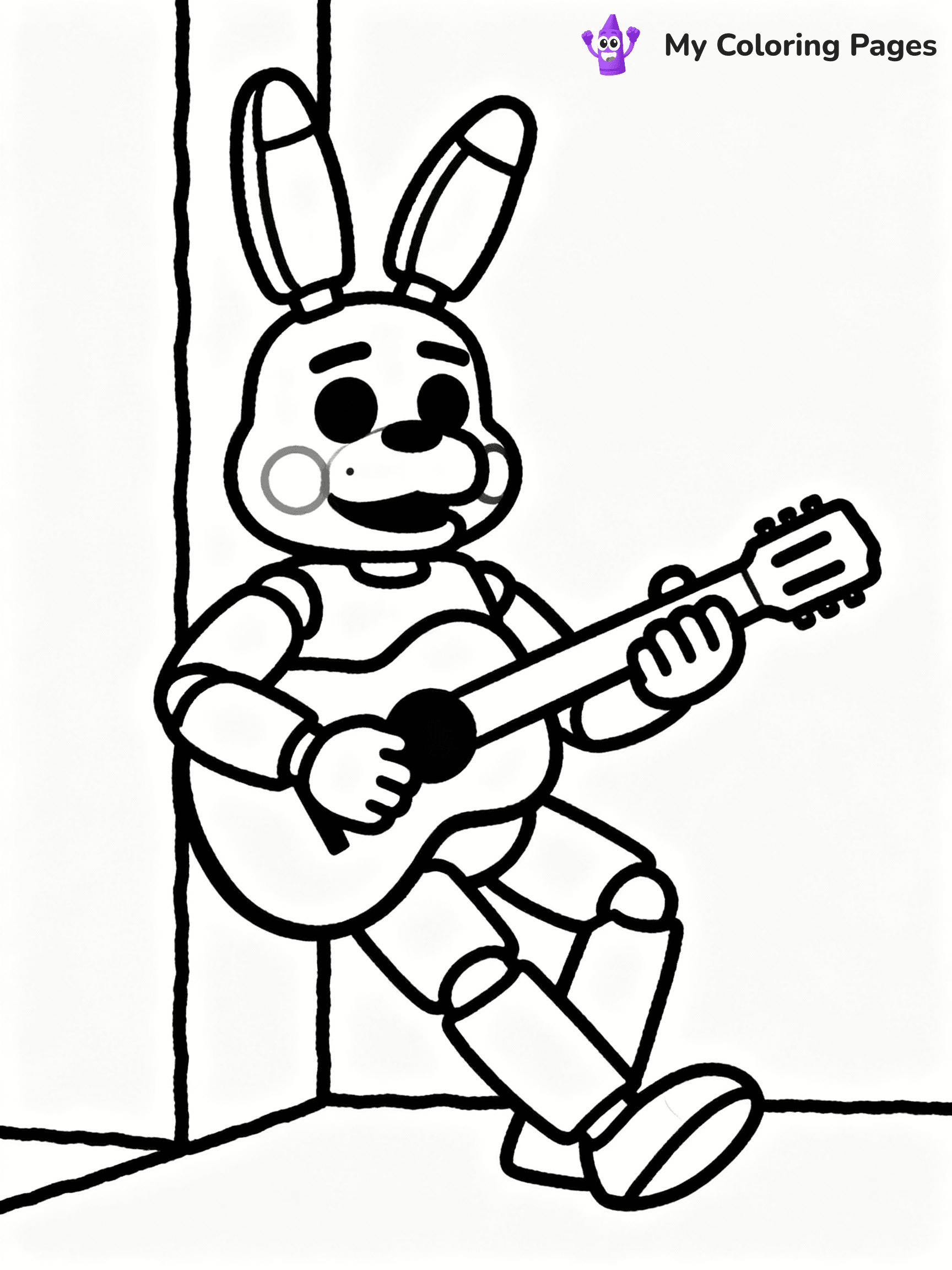 ⚠️ CRITICAL REQUIREMENT - ABSOLUTE BLACK AND WHITE ONLY ⚠️
This MUST be a BLACK AND WHITE line drawing ONLY. NO COLORS whatsoever.
- ONLY pure black lines (#000000) on pure white background (#FFFFFF)
- ABSOLUTELY NO colors, NO shading, NO gradients, NO grayscale
- If there are ANY colors in the output, the image is REJECTED
- This is a COLORING PAGE - meant to be COLORED IN by children
- The output must be UNCOLORED line art ready for coloring
⚠️ SUBJECT TO DRAW: Bonnie the Bunny from Five Nights at Freddy's in FNaF style, playing guitar, leaning against a wall
(REMEMBER: Output must be BLACK AND WHITE line art only, NOT colored!)
# COLORING PAGE: BLACK OUTLINES ONLY - WHITE BACKGROUND MANDATORY
Create a **coloring book page** using EXACTLY two values: black lines, white space.
## NON-NEGOTIABLE BINARY RULES
- **ONLY #000000 (black) and #FFFFFF (white)** - NO other values exist
- **EVERY PIXEL = BLACK OR WHITE** - no gray/shading/antialiasing
- **WHITE BACKGROUND MANDATORY** - entire canvas stays white
- **ALL SHAPES HOLLOW** - everything is empty outlines waiting to be colored
- **FORBIDDEN:** fills, shading, gradients, patterns, textures, colors
- **NO SOLID REGIONS** - if it's not a thin line, it's wrong
## Universal Line Standards
- Black outlines ONLY - thin, uniform weight
- Every shape completely empty inside
- Closed contours suitable for coloring
- Simple flat illustration - zero depth/3D/realism
- **Style:** Whimsical Doodle Art Alley - rounded, friendly outlines (unless specified)
## Everything = Outline Only
- Characters/animals: hollow shapes
- Objects/clothing: empty contours
- Backgrounds/scenery: line work only
- Natural elements: outlined forms
- Dark/night areas: don't exist (use outlined symbols)
- Textures/patterns: convert to simple lines
## The Test
Can a child color EVERY white space with crayons? If any area is pre-filled/shaded/gray or colored in, it FAILS. Every shape must be waiting to receive color.
**FINAL OUTPUT**: Binary coloring page. Black lines define shapes. White spaces ready for coloring. Nothing else exists. No exceptions. Print-ready.
⚠️ FINAL REMINDER: Draw the subject "Bonnie the Bunny from Five Nights at Freddy's in FNaF style, playing guitar, leaning against a wall" as BLACK AND WHITE line art. Zero colors in output.