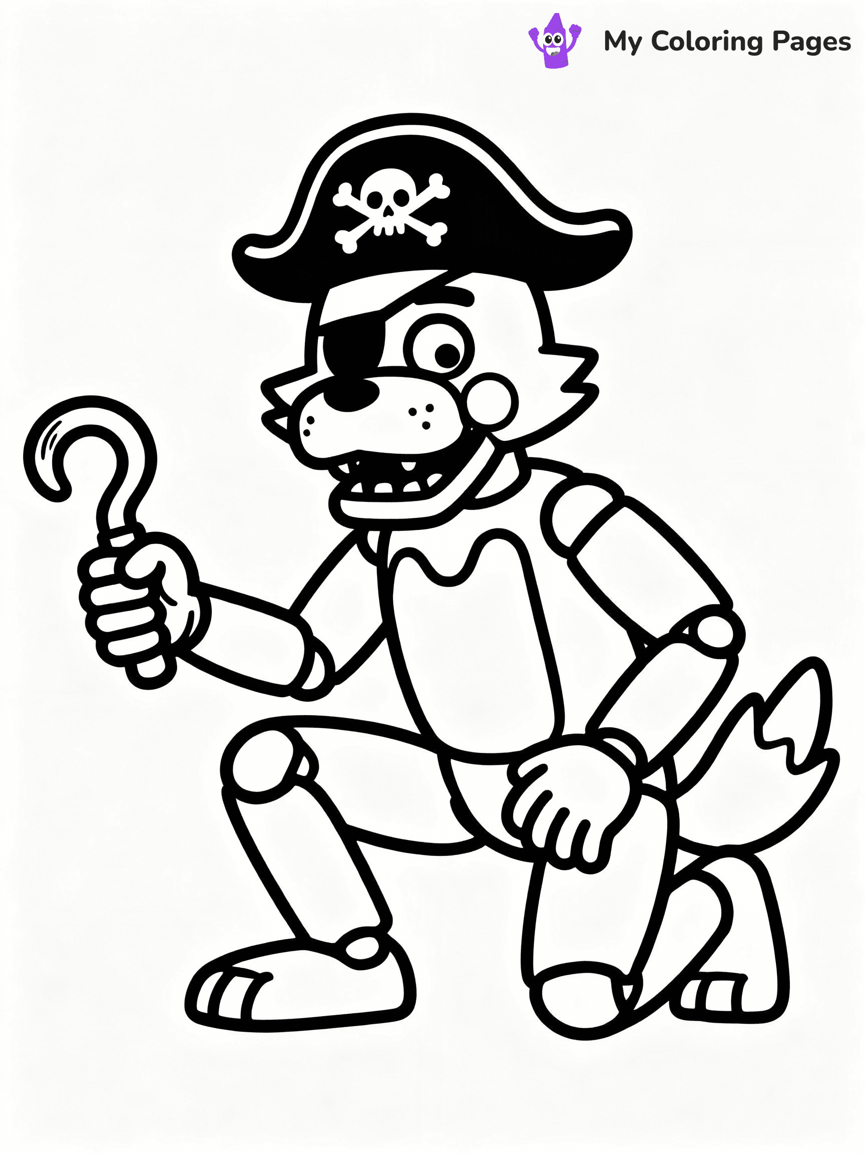 ⚠️ CRITICAL REQUIREMENT - ABSOLUTE BLACK AND WHITE ONLY ⚠️
This MUST be a BLACK AND WHITE line drawing ONLY. NO COLORS whatsoever.
- ONLY pure black lines (#000000) on pure white background (#FFFFFF)
- ABSOLUTELY NO colors, NO shading, NO gradients, NO grayscale
- If there are ANY colors in the output, the image is REJECTED
- This is a COLORING PAGE - meant to be COLORED IN by children
- The output must be UNCOLORED line art ready for coloring
⚠️ SUBJECT TO DRAW: Foxy the Pirate from Five Nights at Freddy's in FNaF style, pirate hat on, holding a hook, crouched
(REMEMBER: Output must be BLACK AND WHITE line art only, NOT colored!)
# COLORING PAGE: BLACK OUTLINES ONLY - WHITE BACKGROUND MANDATORY
Create a **coloring book page** using EXACTLY two values: black lines, white space.
## NON-NEGOTIABLE BINARY RULES
- **ONLY #000000 (black) and #FFFFFF (white)** - NO other values exist
- **EVERY PIXEL = BLACK OR WHITE** - no gray/shading/antialiasing
- **WHITE BACKGROUND MANDATORY** - entire canvas stays white
- **ALL SHAPES HOLLOW** - everything is empty outlines waiting to be colored
- **FORBIDDEN:** fills, shading, gradients, patterns, textures, colors
- **NO SOLID REGIONS** - if it's not a thin line, it's wrong
## Universal Line Standards
- Black outlines ONLY - thin, uniform weight
- Every shape completely empty inside
- Closed contours suitable for coloring
- Simple flat illustration - zero depth/3D/realism
- **Style:** Whimsical Doodle Art Alley - rounded, friendly outlines (unless specified)
## Everything = Outline Only
- Characters/animals: hollow shapes
- Objects/clothing: empty contours
- Backgrounds/scenery: line work only
- Natural elements: outlined forms
- Dark/night areas: don't exist (use outlined symbols)
- Textures/patterns: convert to simple lines
## The Test
Can a child color EVERY white space with crayons? If any area is pre-filled/shaded/gray or colored in, it FAILS. Every shape must be waiting to receive color.
**FINAL OUTPUT**: Binary coloring page. Black lines define shapes. White spaces ready for coloring. Nothing else exists. No exceptions. Print-ready.
⚠️ FINAL REMINDER: Draw the subject "Foxy the Pirate from Five Nights at Freddy's in FNaF style, pirate hat on, holding a hook, crouched" as BLACK AND WHITE line art. Zero colors in output.