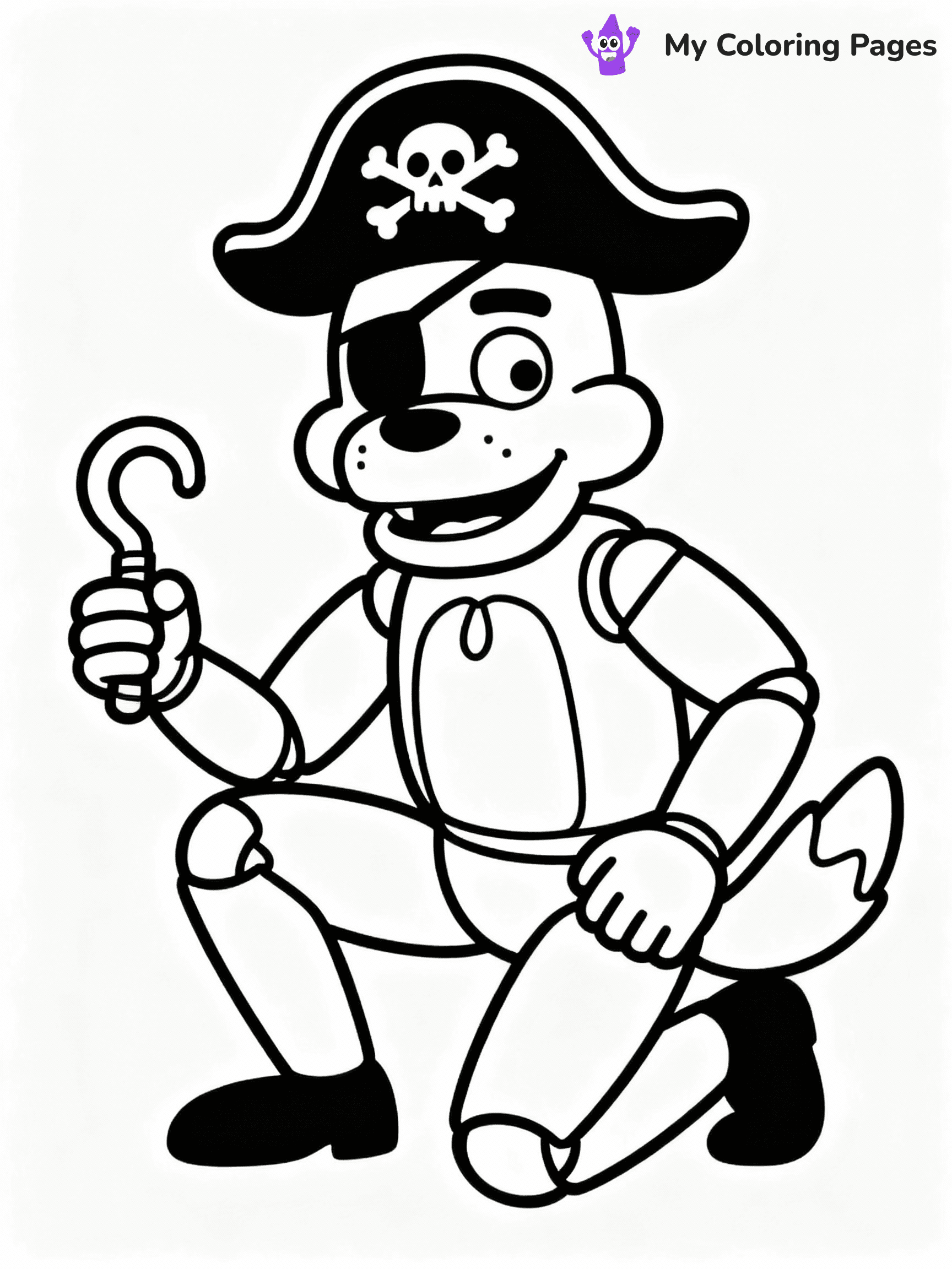 ⚠️ CRITICAL REQUIREMENT - ABSOLUTE BLACK AND WHITE ONLY ⚠️
This MUST be a BLACK AND WHITE line drawing ONLY. NO COLORS whatsoever.
- ONLY pure black lines (#000000) on pure white background (#FFFFFF)
- ABSOLUTELY NO colors, NO shading, NO gradients, NO grayscale
- If there are ANY colors in the output, the image is REJECTED
- This is a COLORING PAGE - meant to be COLORED IN by children
- The output must be UNCOLORED line art ready for coloring
⚠️ SUBJECT TO DRAW: Foxy the Pirate from Five Nights at Freddy's in FNaF style, pirate hat on, holding a hook, crouched
(REMEMBER: Output must be BLACK AND WHITE line art only, NOT colored!)
# COLORING PAGE: BLACK OUTLINES ONLY - WHITE BACKGROUND MANDATORY
Create a **coloring book page** using EXACTLY two values: black lines, white space.
## NON-NEGOTIABLE BINARY RULES
- **ONLY #000000 (black) and #FFFFFF (white)** - NO other values exist
- **EVERY PIXEL = BLACK OR WHITE** - no gray/shading/antialiasing
- **WHITE BACKGROUND MANDATORY** - entire canvas stays white
- **ALL SHAPES HOLLOW** - everything is empty outlines waiting to be colored
- **FORBIDDEN:** fills, shading, gradients, patterns, textures, colors
- **NO SOLID REGIONS** - if it's not a thin line, it's wrong
## Universal Line Standards
- Black outlines ONLY - thin, uniform weight
- Every shape completely empty inside
- Closed contours suitable for coloring
- Simple flat illustration - zero depth/3D/realism
- **Style:** Whimsical Doodle Art Alley - rounded, friendly outlines (unless specified)
## Everything = Outline Only
- Characters/animals: hollow shapes
- Objects/clothing: empty contours
- Backgrounds/scenery: line work only
- Natural elements: outlined forms
- Dark/night areas: don't exist (use outlined symbols)
- Textures/patterns: convert to simple lines
## The Test
Can a child color EVERY white space with crayons? If any area is pre-filled/shaded/gray or colored in, it FAILS. Every shape must be waiting to receive color.
**FINAL OUTPUT**: Binary coloring page. Black lines define shapes. White spaces ready for coloring. Nothing else exists. No exceptions. Print-ready.
⚠️ FINAL REMINDER: Draw the subject "Foxy the Pirate from Five Nights at Freddy's in FNaF style, pirate hat on, holding a hook, crouched" as BLACK AND WHITE line art. Zero colors in output.