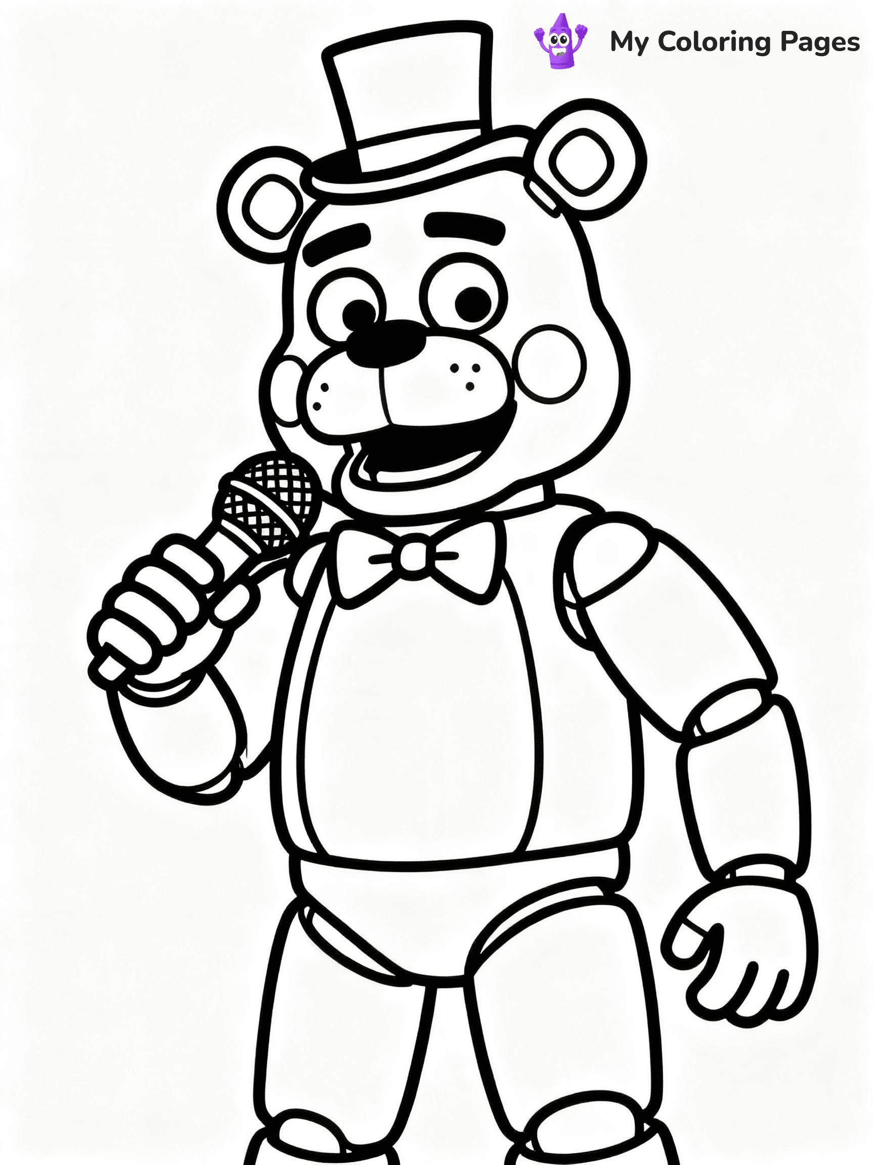 ⚠️ CRITICAL REQUIREMENT - ABSOLUTE BLACK AND WHITE ONLY ⚠️
This MUST be a BLACK AND WHITE line drawing ONLY. NO COLORS whatsoever.
- ONLY pure black lines (#000000) on pure white background (#FFFFFF)
- ABSOLUTELY NO colors, NO shading, NO gradients, NO grayscale
- If there are ANY colors in the output, the image is REJECTED
- This is a COLORING PAGE - meant to be COLORED IN by children
- The output must be UNCOLORED line art ready for coloring
⚠️ SUBJECT TO DRAW: Freddy Fazbear from Five Nights at Freddy's in FNaF style, wearing a top hat, microphone in han
(REMEMBER: Output must be BLACK AND WHITE line art only, NOT colored!)
# COLORING PAGE: BLACK OUTLINES ONLY - WHITE BACKGROUND MANDATORY
Create a **coloring book page** using EXACTLY two values: black lines, white space.
## NON-NEGOTIABLE BINARY RULES
- **ONLY #000000 (black) and #FFFFFF (white)** - NO other values exist
- **EVERY PIXEL = BLACK OR WHITE** - no gray/shading/antialiasing
- **WHITE BACKGROUND MANDATORY** - entire canvas stays white
- **ALL SHAPES HOLLOW** - everything is empty outlines waiting to be colored
- **FORBIDDEN:** fills, shading, gradients, patterns, textures, colors
- **NO SOLID REGIONS** - if it's not a thin line, it's wrong
## Universal Line Standards
- Black outlines ONLY - thin, uniform weight
- Every shape completely empty inside
- Closed contours suitable for coloring
- Simple flat illustration - zero depth/3D/realism
- **Style:** Whimsical Doodle Art Alley - rounded, friendly outlines (unless specified)
## Everything = Outline Only
- Characters/animals: hollow shapes
- Objects/clothing: empty contours
- Backgrounds/scenery: line work only
- Natural elements: outlined forms
- Dark/night areas: don't exist (use outlined symbols)
- Textures/patterns: convert to simple lines
## The Test
Can a child color EVERY white space with crayons? If any area is pre-filled/shaded/gray or colored in, it FAILS. Every shape must be waiting to receive color.
**FINAL OUTPUT**: Binary coloring page. Black lines define shapes. White spaces ready for coloring. Nothing else exists. No exceptions. Print-ready.
⚠️ FINAL REMINDER: Draw the subject "Freddy Fazbear from Five Nights at Freddy's in FNaF style, wearing a top hat, microphone in han" as BLACK AND WHITE line art. Zero colors in output.