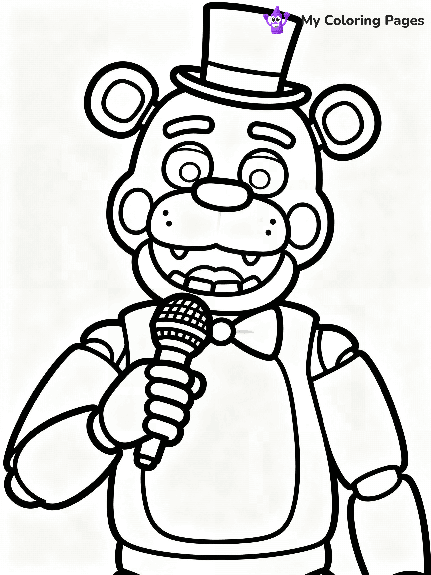 ⚠️ CRITICAL REQUIREMENT - ABSOLUTE BLACK AND WHITE ONLY ⚠️
This MUST be a BLACK AND WHITE line drawing ONLY. NO COLORS whatsoever.
- ONLY pure black lines (#000000) on pure white background (#FFFFFF)
- ABSOLUTELY NO colors, NO shading, NO gradients, NO grayscale
- If there are ANY colors in the output, the image is REJECTED
- This is a COLORING PAGE - meant to be COLORED IN by children
- The output must be UNCOLORED line art ready for coloring
⚠️ SUBJECT TO DRAW: Freddy Fazbear from Five Nights at Freddy's in FNaF style, wearing a top hat, microphone in han
(REMEMBER: Output must be BLACK AND WHITE line art only, NOT colored!)
# COLORING PAGE: BLACK OUTLINES ONLY - WHITE BACKGROUND MANDATORY
Create a **coloring book page** using EXACTLY two values: black lines, white space.
## NON-NEGOTIABLE BINARY RULES
- **ONLY #000000 (black) and #FFFFFF (white)** - NO other values exist
- **EVERY PIXEL = BLACK OR WHITE** - no gray/shading/antialiasing
- **WHITE BACKGROUND MANDATORY** - entire canvas stays white
- **ALL SHAPES HOLLOW** - everything is empty outlines waiting to be colored
- **FORBIDDEN:** fills, shading, gradients, patterns, textures, colors
- **NO SOLID REGIONS** - if it's not a thin line, it's wrong
## Universal Line Standards
- Black outlines ONLY - thin, uniform weight
- Every shape completely empty inside
- Closed contours suitable for coloring
- Simple flat illustration - zero depth/3D/realism
- **Style:** Whimsical Doodle Art Alley - rounded, friendly outlines (unless specified)
## Everything = Outline Only
- Characters/animals: hollow shapes
- Objects/clothing: empty contours
- Backgrounds/scenery: line work only
- Natural elements: outlined forms
- Dark/night areas: don't exist (use outlined symbols)
- Textures/patterns: convert to simple lines
## The Test
Can a child color EVERY white space with crayons? If any area is pre-filled/shaded/gray or colored in, it FAILS. Every shape must be waiting to receive color.
**FINAL OUTPUT**: Binary coloring page. Black lines define shapes. White spaces ready for coloring. Nothing else exists. No exceptions. Print-ready.
⚠️ FINAL REMINDER: Draw the subject "Freddy Fazbear from Five Nights at Freddy's in FNaF style, wearing a top hat, microphone in han" as BLACK AND WHITE line art. Zero colors in output.