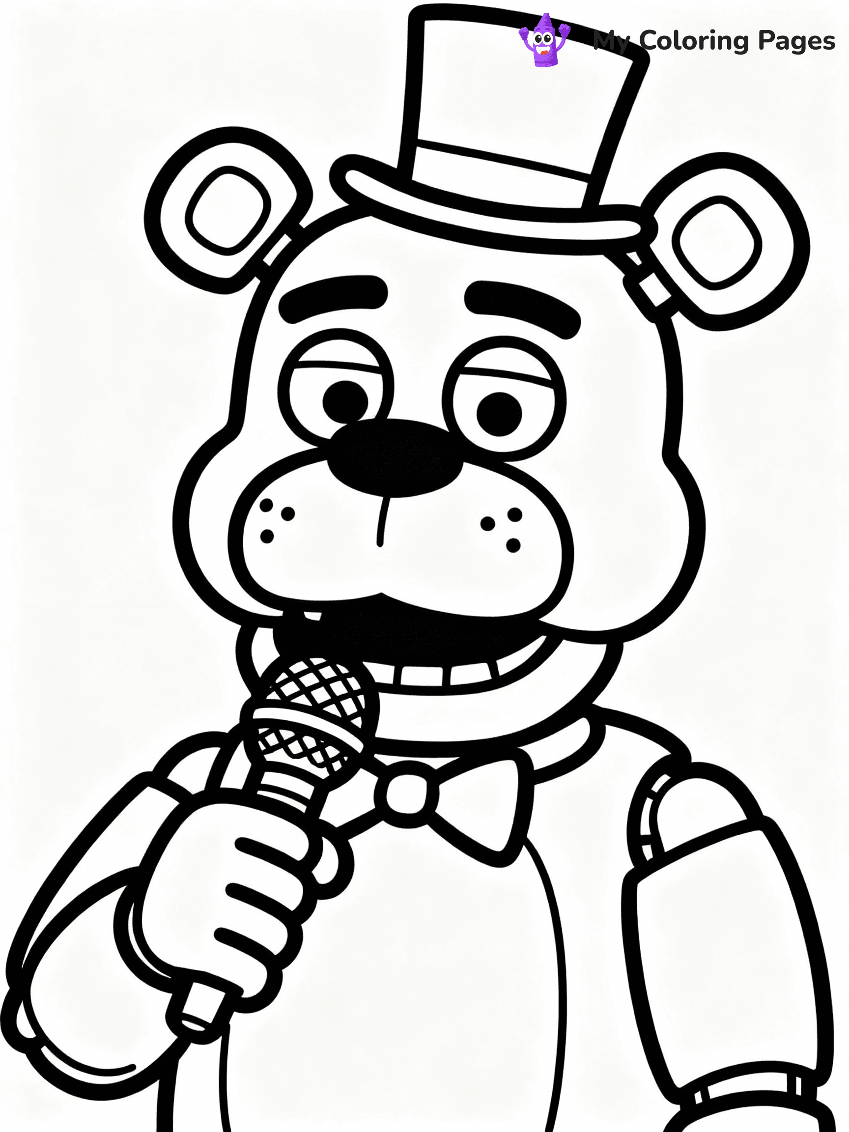 ⚠️ CRITICAL REQUIREMENT - ABSOLUTE BLACK AND WHITE ONLY ⚠️
This MUST be a BLACK AND WHITE line drawing ONLY. NO COLORS whatsoever.
- ONLY pure black lines (#000000) on pure white background (#FFFFFF)
- ABSOLUTELY NO colors, NO shading, NO gradients, NO grayscale
- If there are ANY colors in the output, the image is REJECTED
- This is a COLORING PAGE - meant to be COLORED IN by children
- The output must be UNCOLORED line art ready for coloring
⚠️ SUBJECT TO DRAW: Freddy Fazbear from Five Nights at Freddy's in FNaF style, wearing a top hat, microphone in han
(REMEMBER: Output must be BLACK AND WHITE line art only, NOT colored!)
# COLORING PAGE: BLACK OUTLINES ONLY - WHITE BACKGROUND MANDATORY
Create a **coloring book page** using EXACTLY two values: black lines, white space.
## NON-NEGOTIABLE BINARY RULES
- **ONLY #000000 (black) and #FFFFFF (white)** - NO other values exist
- **EVERY PIXEL = BLACK OR WHITE** - no gray/shading/antialiasing
- **WHITE BACKGROUND MANDATORY** - entire canvas stays white
- **ALL SHAPES HOLLOW** - everything is empty outlines waiting to be colored
- **FORBIDDEN:** fills, shading, gradients, patterns, textures, colors
- **NO SOLID REGIONS** - if it's not a thin line, it's wrong
## Universal Line Standards
- Black outlines ONLY - thin, uniform weight
- Every shape completely empty inside
- Closed contours suitable for coloring
- Simple flat illustration - zero depth/3D/realism
- **Style:** Whimsical Doodle Art Alley - rounded, friendly outlines (unless specified)
## Everything = Outline Only
- Characters/animals: hollow shapes
- Objects/clothing: empty contours
- Backgrounds/scenery: line work only
- Natural elements: outlined forms
- Dark/night areas: don't exist (use outlined symbols)
- Textures/patterns: convert to simple lines
## The Test
Can a child color EVERY white space with crayons? If any area is pre-filled/shaded/gray or colored in, it FAILS. Every shape must be waiting to receive color.
**FINAL OUTPUT**: Binary coloring page. Black lines define shapes. White spaces ready for coloring. Nothing else exists. No exceptions. Print-ready.
⚠️ FINAL REMINDER: Draw the subject "Freddy Fazbear from Five Nights at Freddy's in FNaF style, wearing a top hat, microphone in han" as BLACK AND WHITE line art. Zero colors in output.
