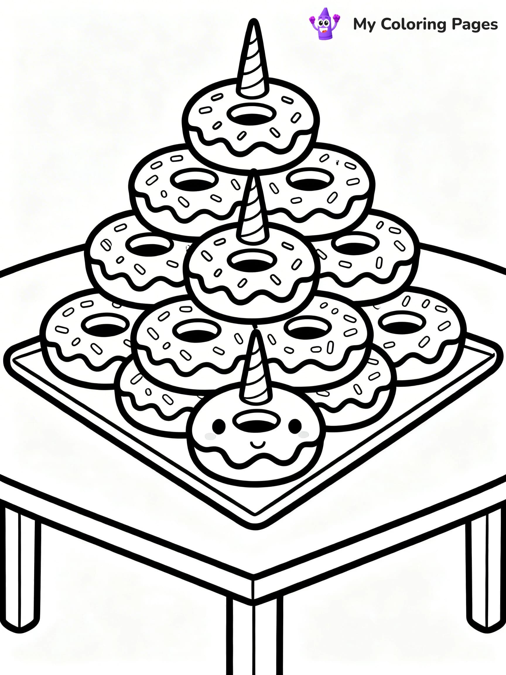 Unicorn Donut Coloring Pages - 24