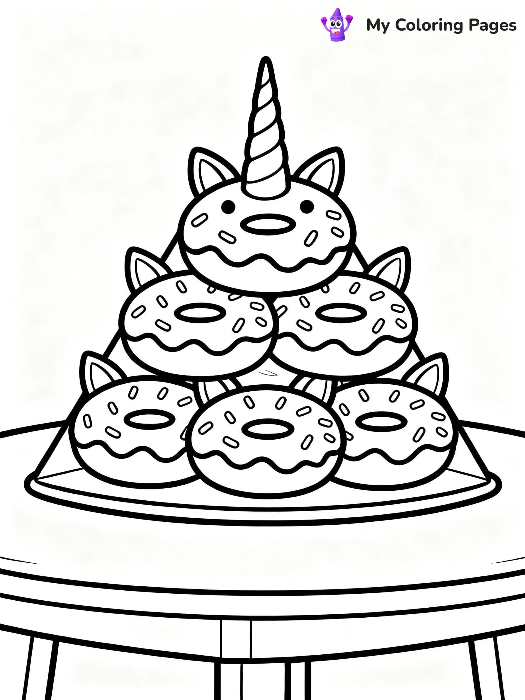 Unicorn Donut Coloring Pages - 23