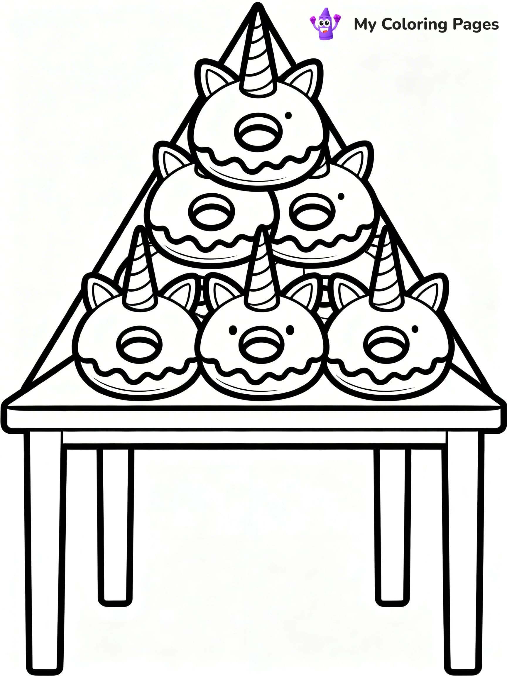 Unicorn Donut Coloring Pages - 22