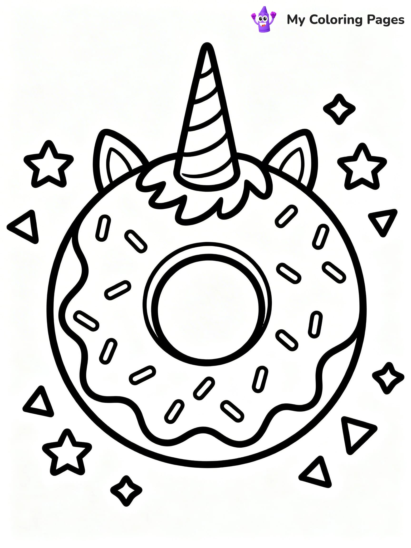 Unicorn Donut Coloring Pages - 19