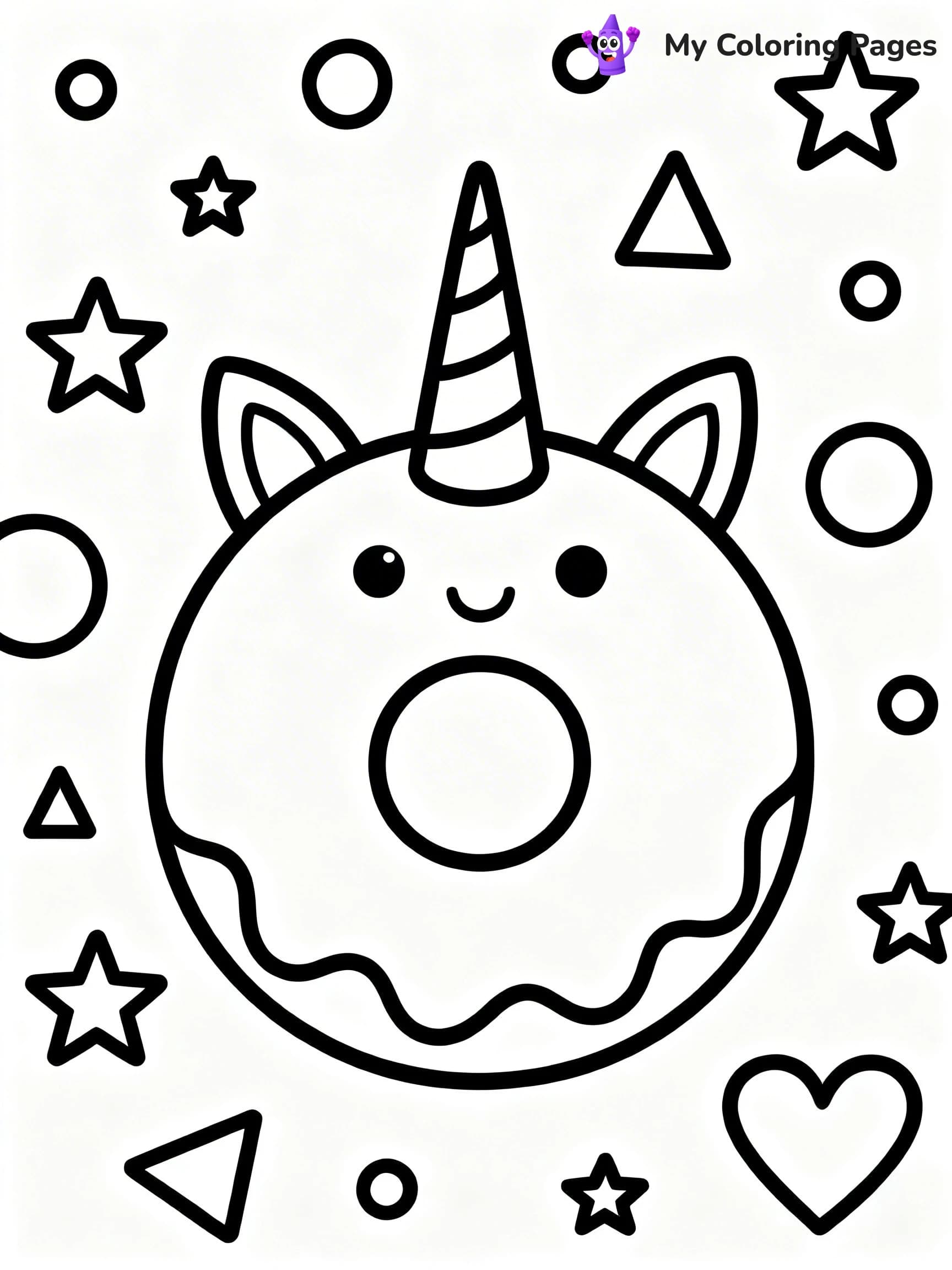 Unicorn Donut Coloring Pages - 16