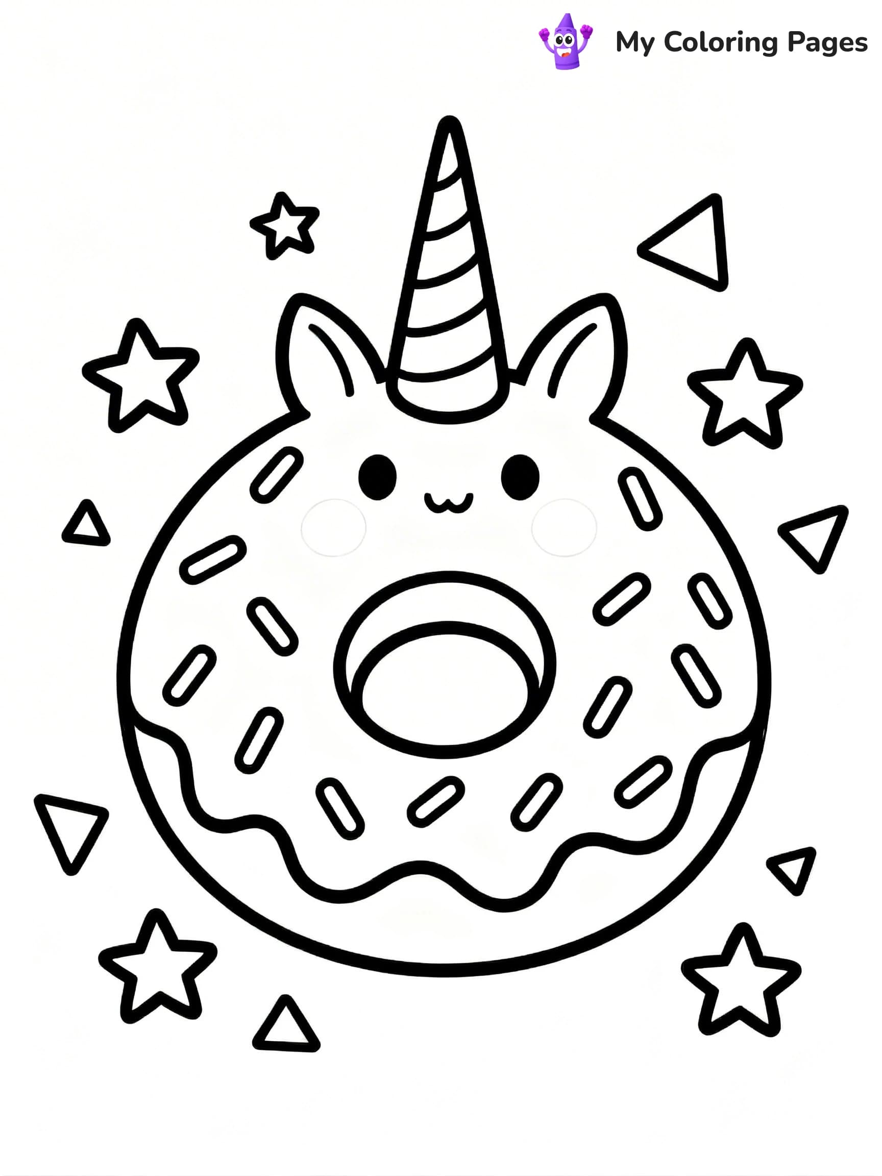 Unicorn Donut Coloring Pages - 11