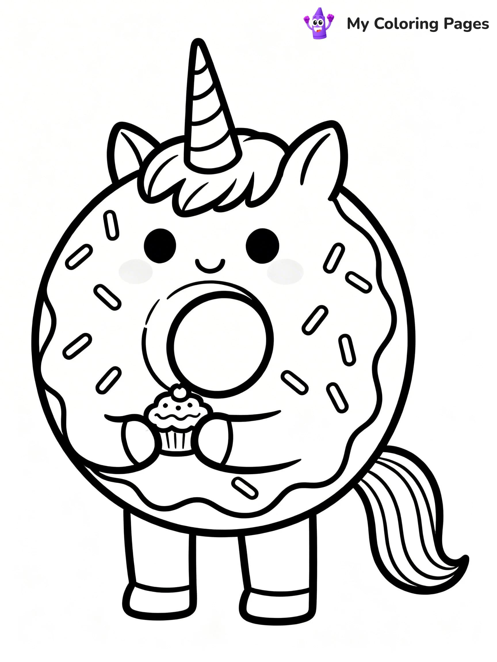 Unicorn Donut Coloring Pages - 9