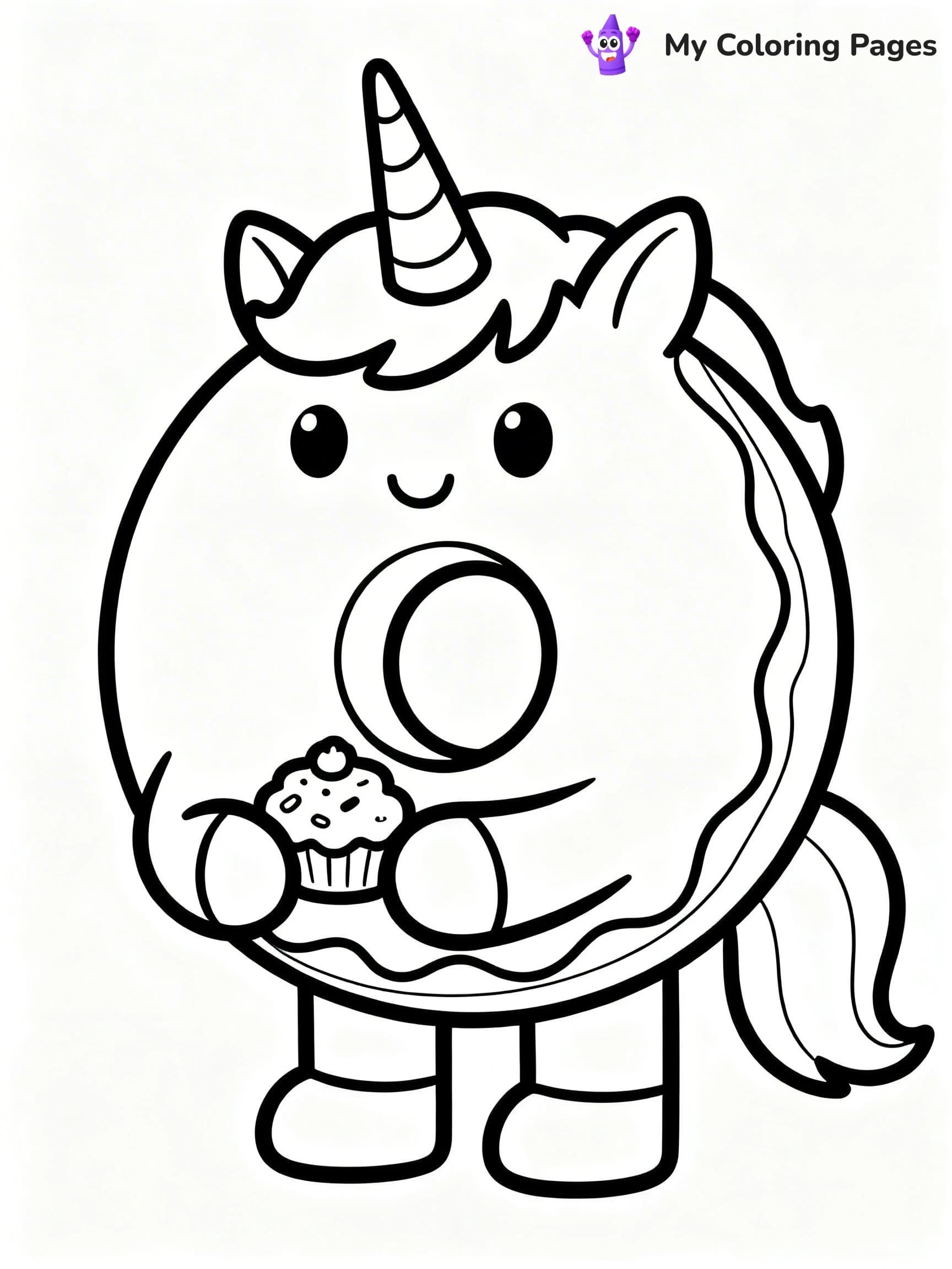 Unicorn Donut Coloring Pages - 6