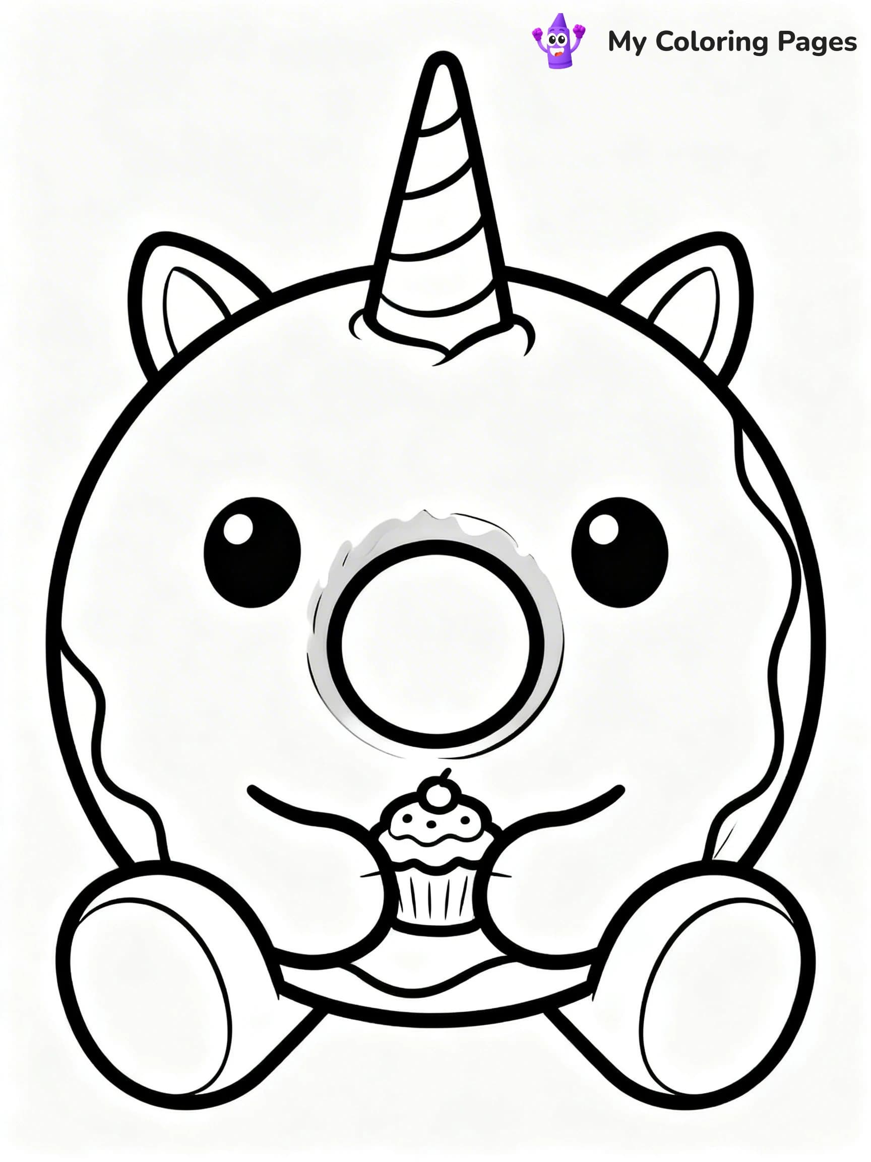 Unicorn Donut Coloring Pages - 5