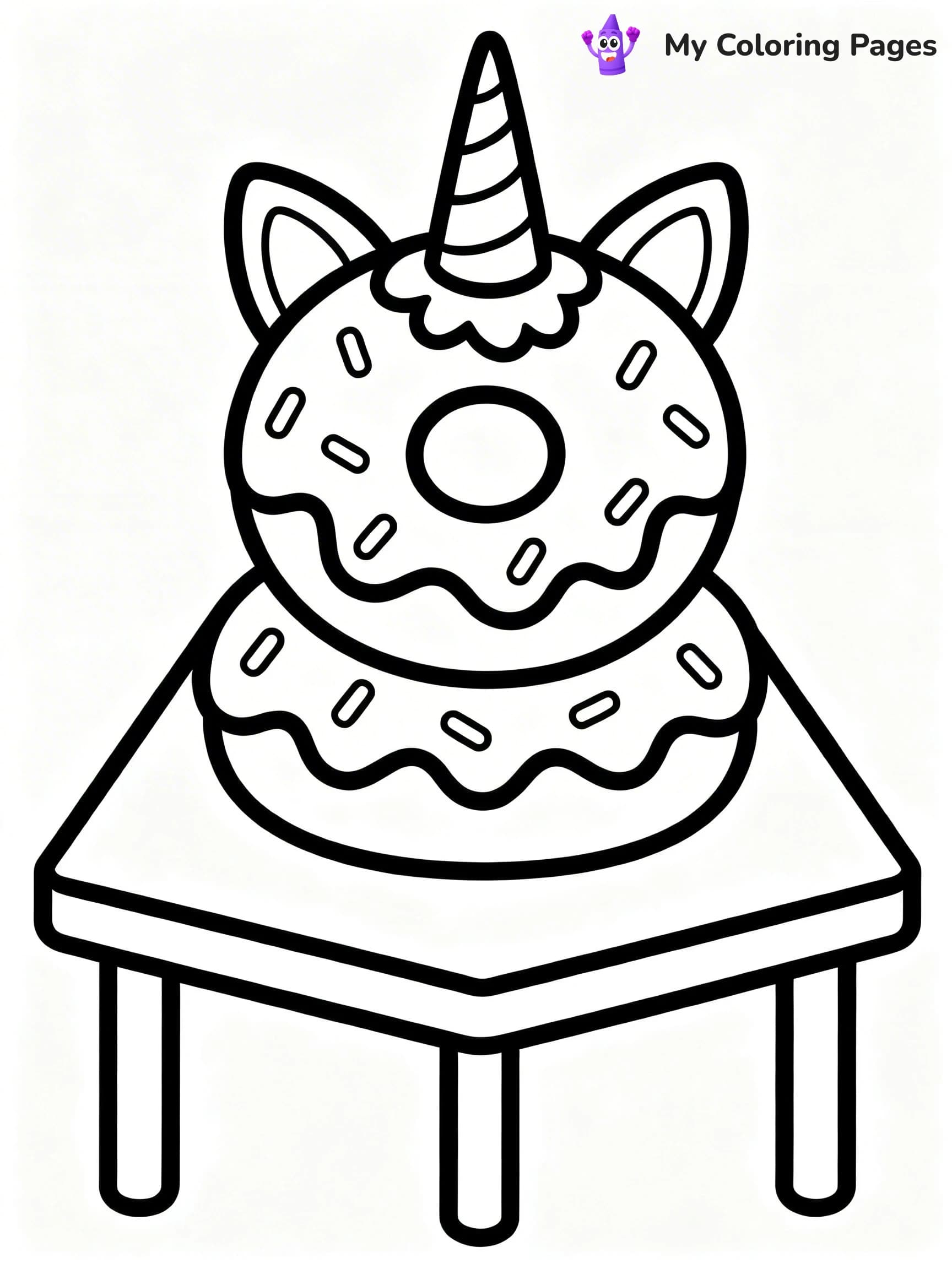 Unicorn Donut Coloring Pages - 4
