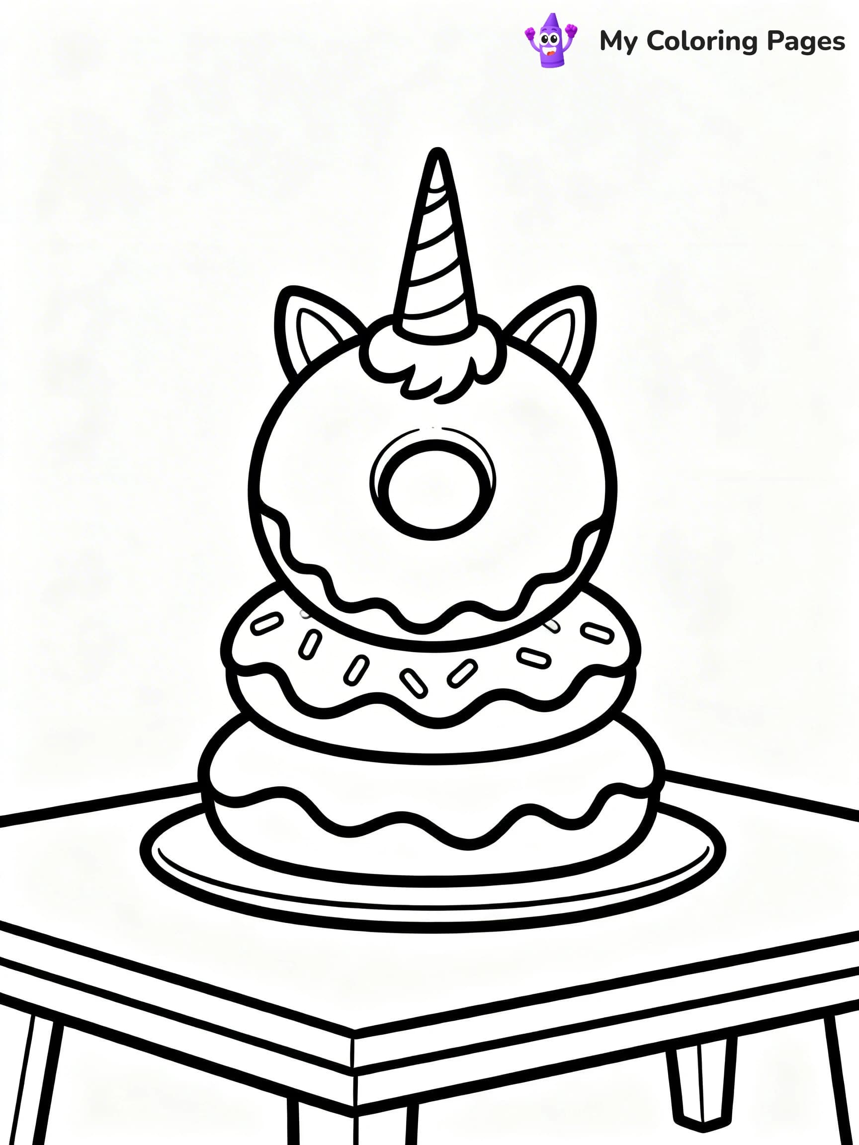 Unicorn Donut Coloring Pages - 3
