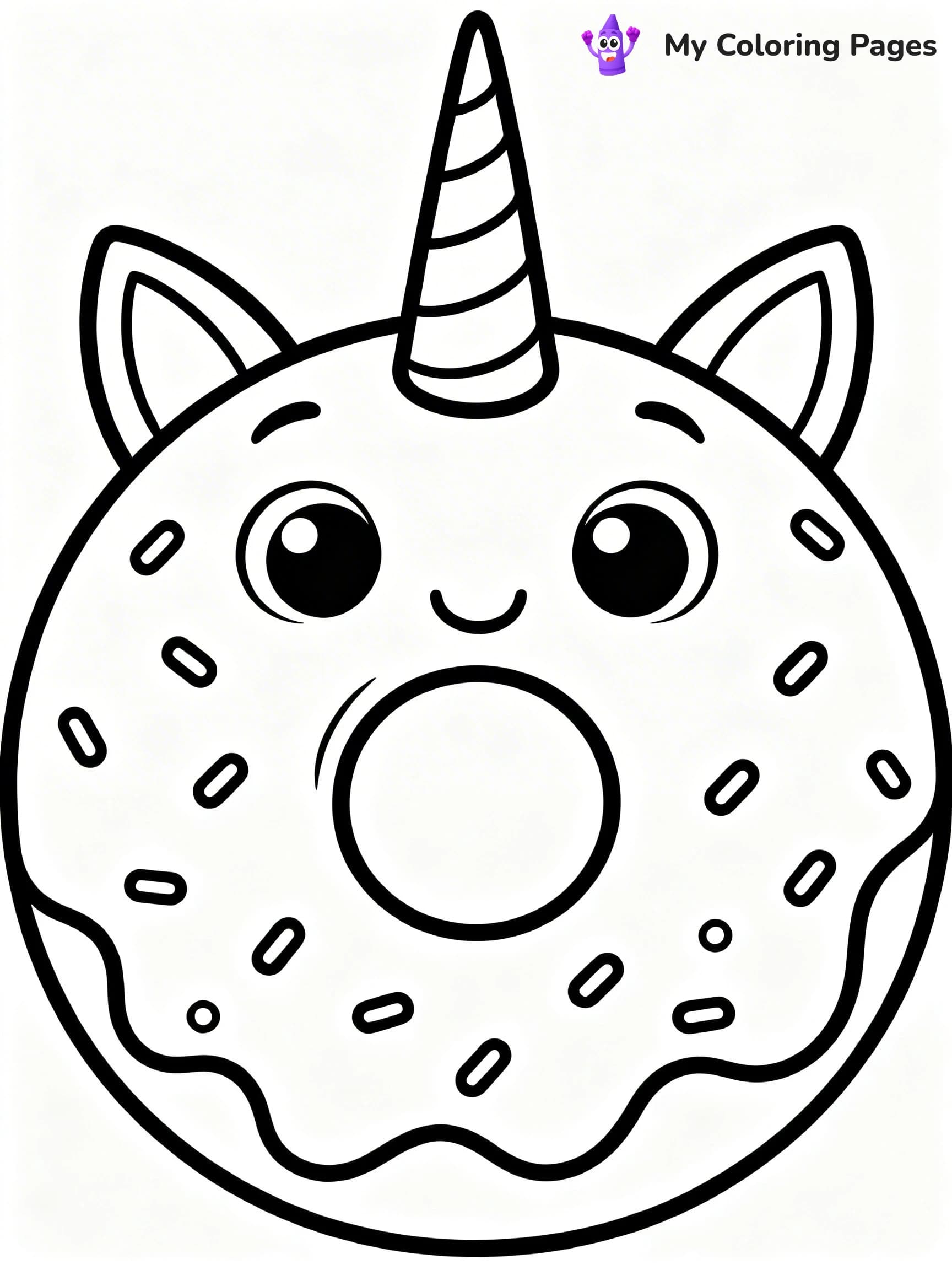 Unicorn Donut Coloring Pages - 2
