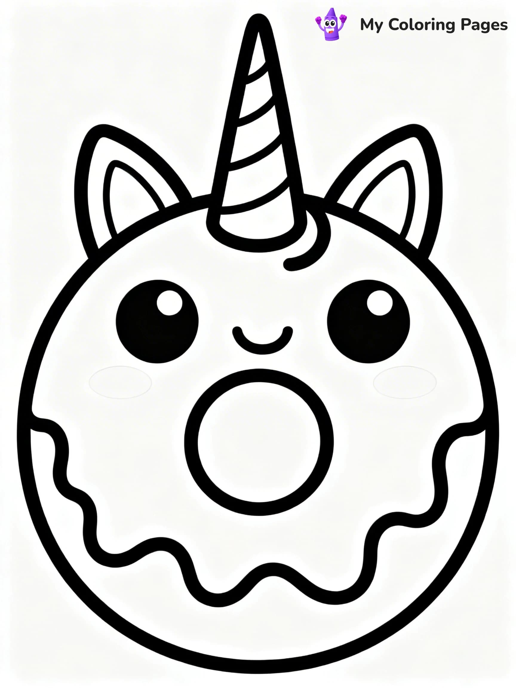 Unicorn Donut Coloring Pages - 1