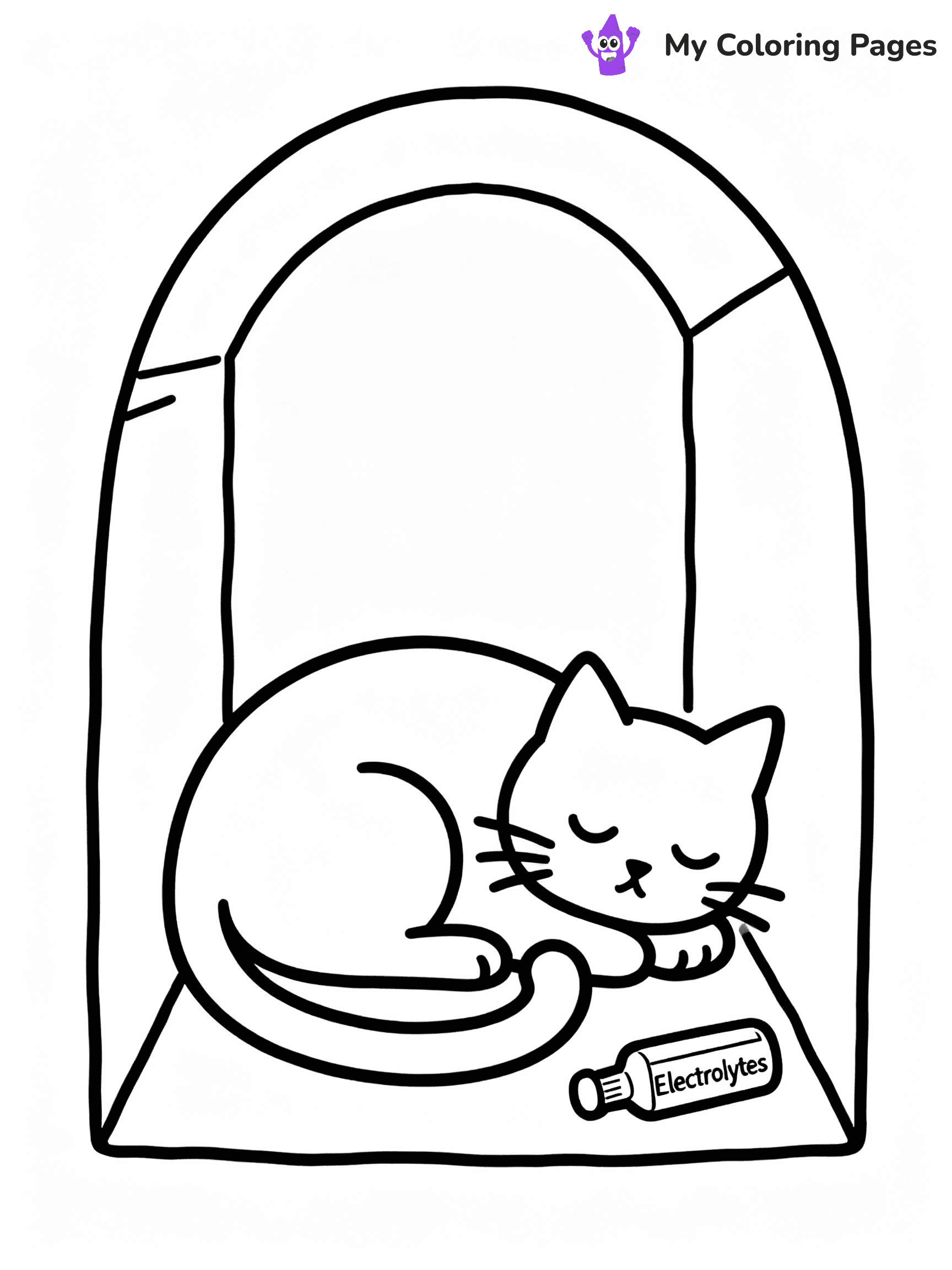 ⚠️ CRITICAL REQUIREMENT - ABSOLUTE BLACK AND WHITE ONLY ⚠️
This MUST be a BLACK AND WHITE line drawing ONLY. NO COLORS whatsoever.
- ONLY pure black lines (#000000) on pure white background (#FFFFFF)
- ABSOLUTELY NO colors, NO shading, NO gradients, NO grayscale
- If there are ANY colors in the output, the image is REJECTED
- This is a COLORING PAGE - meant to be COLORED IN by children
- The output must be UNCOLORED line art ready for coloring
⚠️ SUBJECT TO DRAW: Catnap from Electrolytes
(REMEMBER: Output must be BLACK AND WHITE line art only, NOT colored!)
# COLORING PAGE: BLACK OUTLINES ONLY - WHITE BACKGROUND MANDATORY
Create a **coloring book page** using EXACTLY two values: black lines, white space.
## NON-NEGOTIABLE BINARY RULES
- **ONLY #000000 (black) and #FFFFFF (white)** - NO other values exist
- **EVERY PIXEL = BLACK OR WHITE** - no gray/shading/antialiasing
- **WHITE BACKGROUND MANDATORY** - entire canvas stays white
- **ALL SHAPES HOLLOW** - everything is empty outlines waiting to be colored
- **FORBIDDEN:** fills, shading, gradients, patterns, textures, colors
- **NO SOLID REGIONS** - if it's not a thin line, it's wrong
## Universal Line Standards
- Black outlines ONLY - thin, uniform weight
- Every shape completely empty inside
- Closed contours suitable for coloring
- Simple flat illustration - zero depth/3D/realism
- **Style:** Whimsical Doodle Art Alley - rounded, friendly outlines (unless specified)
## Everything = Outline Only
- Characters/animals: hollow shapes
- Objects/clothing: empty contours
- Backgrounds/scenery: line work only
- Natural elements: outlined forms
- Dark/night areas: don't exist (use outlined symbols)
- Textures/patterns: convert to simple lines
## The Test
Can a child color EVERY white space with crayons? If any area is pre-filled/shaded/gray or colored in, it FAILS. Every shape must be waiting to receive color.
**FINAL OUTPUT**: Binary coloring page. Black lines define shapes. White spaces ready for coloring. Nothing else exists. No exceptions. Print-ready.
⚠️ FINAL REMINDER: Draw the subject "Catnap from Electrolytes" as BLACK AND WHITE line art. Zero colors in output.