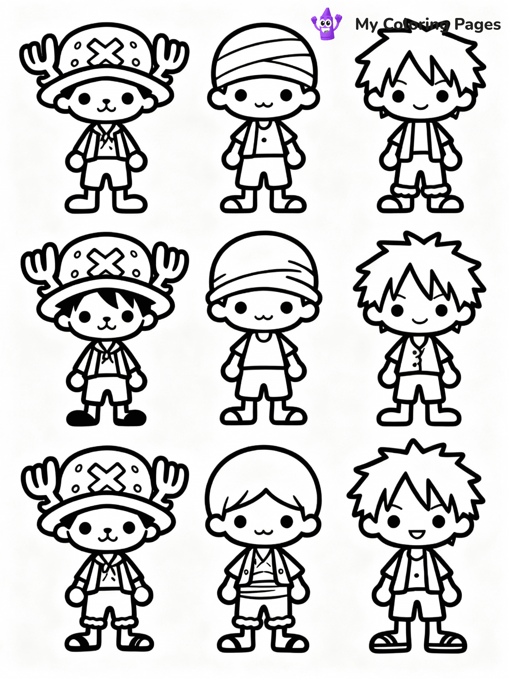 ⚠️ CRITICAL REQUIREMENT - ABSOLUTE BLACK AND WHITE ONLY ⚠️
This MUST be a BLACK AND WHITE line drawing ONLY. NO COLORS whatsoever.
- ONLY pure black lines (#000000) on pure white background (#FFFFFF)
- ABSOLUTELY NO colors, NO shading, NO gradients, NO grayscale
- If there are ANY colors in the output, the image is REJECTED
- This is a COLORING PAGE - meant to be COLORED IN by children
- The output must be UNCOLORED line art ready for coloring
⚠️ SUBJECT TO DRAW: one piece anime characters
(REMEMBER: Output must be BLACK AND WHITE line art only, NOT colored!)
# COLORING PAGE: BLACK OUTLINES ONLY - WHITE BACKGROUND MANDATORY
Create a **coloring book page** using EXACTLY two values: black lines, white space.
## NON-NEGOTIABLE BINARY RULES
- **ONLY #000000 (black) and #FFFFFF (white)** - NO other values exist
- **EVERY PIXEL = BLACK OR WHITE** - no gray/shading/antialiasing
- **WHITE BACKGROUND MANDATORY** - entire canvas stays white
- **ALL SHAPES HOLLOW** - everything is empty outlines waiting to be colored
- **FORBIDDEN:** fills, shading, gradients, patterns, textures, colors
- **NO SOLID REGIONS** - if it's not a thin line, it's wrong
## Universal Line Standards
- Black outlines ONLY - thin, uniform weight
- Every shape completely empty inside
- Closed contours suitable for coloring
- Simple flat illustration - zero depth/3D/realism
- **Style:** Whimsical Doodle Art Alley - rounded, friendly outlines (unless specified)
## Everything = Outline Only
- Characters/animals: hollow shapes
- Objects/clothing: empty contours
- Backgrounds/scenery: line work only
- Natural elements: outlined forms
- Dark/night areas: don't exist (use outlined symbols)
- Textures/patterns: convert to simple lines
## The Test
Can a child color EVERY white space with crayons? If any area is pre-filled/shaded/gray or colored in, it FAILS. Every shape must be waiting to receive color.
**FINAL OUTPUT**: Binary coloring page. Black lines define shapes. White spaces ready for coloring. Nothing else exists. No exceptions. Print-ready.
⚠️ FINAL REMINDER: Draw the subject "one piece anime characters" as BLACK AND WHITE line art. Zero colors in output.