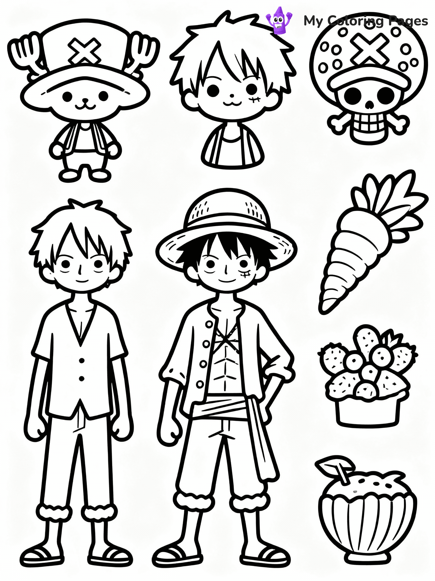 ⚠️ CRITICAL REQUIREMENT - ABSOLUTE BLACK AND WHITE ONLY ⚠️
This MUST be a BLACK AND WHITE line drawing ONLY. NO COLORS whatsoever.
- ONLY pure black lines (#000000) on pure white background (#FFFFFF)
- ABSOLUTELY NO colors, NO shading, NO gradients, NO grayscale
- If there are ANY colors in the output, the image is REJECTED
- This is a COLORING PAGE - meant to be COLORED IN by children
- The output must be UNCOLORED line art ready for coloring
⚠️ SUBJECT TO DRAW: one piece anime characters
(REMEMBER: Output must be BLACK AND WHITE line art only, NOT colored!)
# COLORING PAGE: BLACK OUTLINES ONLY - WHITE BACKGROUND MANDATORY
Create a **coloring book page** using EXACTLY two values: black lines, white space.
## NON-NEGOTIABLE BINARY RULES
- **ONLY #000000 (black) and #FFFFFF (white)** - NO other values exist
- **EVERY PIXEL = BLACK OR WHITE** - no gray/shading/antialiasing
- **WHITE BACKGROUND MANDATORY** - entire canvas stays white
- **ALL SHAPES HOLLOW** - everything is empty outlines waiting to be colored
- **FORBIDDEN:** fills, shading, gradients, patterns, textures, colors
- **NO SOLID REGIONS** - if it's not a thin line, it's wrong
## Universal Line Standards
- Black outlines ONLY - thin, uniform weight
- Every shape completely empty inside
- Closed contours suitable for coloring
- Simple flat illustration - zero depth/3D/realism
- **Style:** Whimsical Doodle Art Alley - rounded, friendly outlines (unless specified)
## Everything = Outline Only
- Characters/animals: hollow shapes
- Objects/clothing: empty contours
- Backgrounds/scenery: line work only
- Natural elements: outlined forms
- Dark/night areas: don't exist (use outlined symbols)
- Textures/patterns: convert to simple lines
## The Test
Can a child color EVERY white space with crayons? If any area is pre-filled/shaded/gray or colored in, it FAILS. Every shape must be waiting to receive color.
**FINAL OUTPUT**: Binary coloring page. Black lines define shapes. White spaces ready for coloring. Nothing else exists. No exceptions. Print-ready.
⚠️ FINAL REMINDER: Draw the subject "one piece anime characters" as BLACK AND WHITE line art. Zero colors in output.