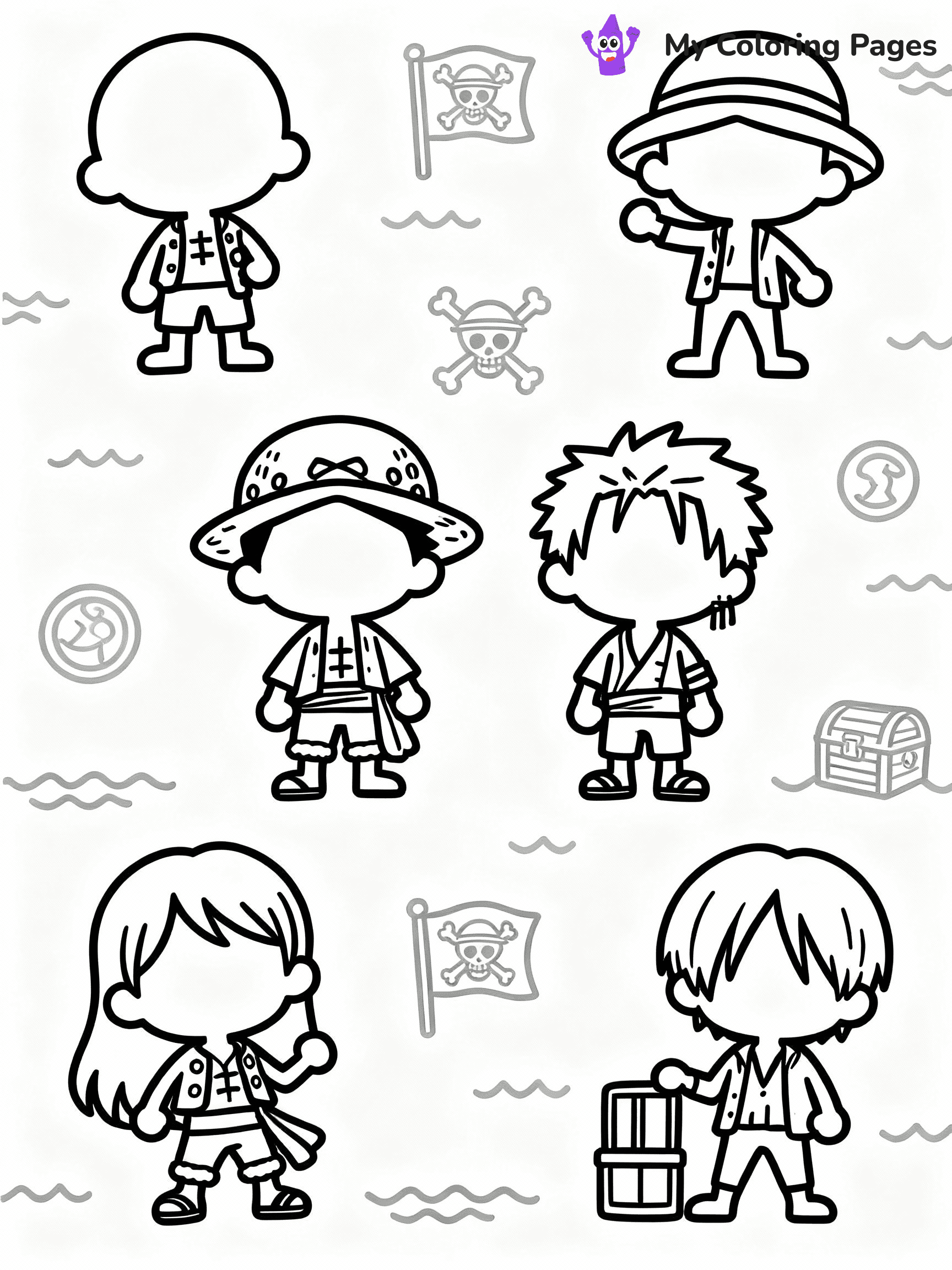 ⚠️ CRITICAL REQUIREMENT - ABSOLUTE BLACK AND WHITE ONLY ⚠️
This MUST be a BLACK AND WHITE line drawing ONLY. NO COLORS whatsoever.
- ONLY pure black lines (#000000) on pure white background (#FFFFFF)
- ABSOLUTELY NO colors, NO shading, NO gradients, NO grayscale
- If there are ANY colors in the output, the image is REJECTED
- This is a COLORING PAGE - meant to be COLORED IN by children
- The output must be UNCOLORED line art ready for coloring
⚠️ SUBJECT TO DRAW: one piece anime characters
(REMEMBER: Output must be BLACK AND WHITE line art only, NOT colored!)
# COLORING PAGE: BLACK OUTLINES ONLY - WHITE BACKGROUND MANDATORY
Create a **coloring book page** using EXACTLY two values: black lines, white space.
## NON-NEGOTIABLE BINARY RULES
- **ONLY #000000 (black) and #FFFFFF (white)** - NO other values exist
- **EVERY PIXEL = BLACK OR WHITE** - no gray/shading/antialiasing
- **WHITE BACKGROUND MANDATORY** - entire canvas stays white
- **ALL SHAPES HOLLOW** - everything is empty outlines waiting to be colored
- **FORBIDDEN:** fills, shading, gradients, patterns, textures, colors
- **NO SOLID REGIONS** - if it's not a thin line, it's wrong
## Universal Line Standards
- Black outlines ONLY - thin, uniform weight
- Every shape completely empty inside
- Closed contours suitable for coloring
- Simple flat illustration - zero depth/3D/realism
- **Style:** Whimsical Doodle Art Alley - rounded, friendly outlines (unless specified)
## Everything = Outline Only
- Characters/animals: hollow shapes
- Objects/clothing: empty contours
- Backgrounds/scenery: line work only
- Natural elements: outlined forms
- Dark/night areas: don't exist (use outlined symbols)
- Textures/patterns: convert to simple lines
## The Test
Can a child color EVERY white space with crayons? If any area is pre-filled/shaded/gray or colored in, it FAILS. Every shape must be waiting to receive color.
**FINAL OUTPUT**: Binary coloring page. Black lines define shapes. White spaces ready for coloring. Nothing else exists. No exceptions. Print-ready.
⚠️ FINAL REMINDER: Draw the subject "one piece anime characters" as BLACK AND WHITE line art. Zero colors in output.