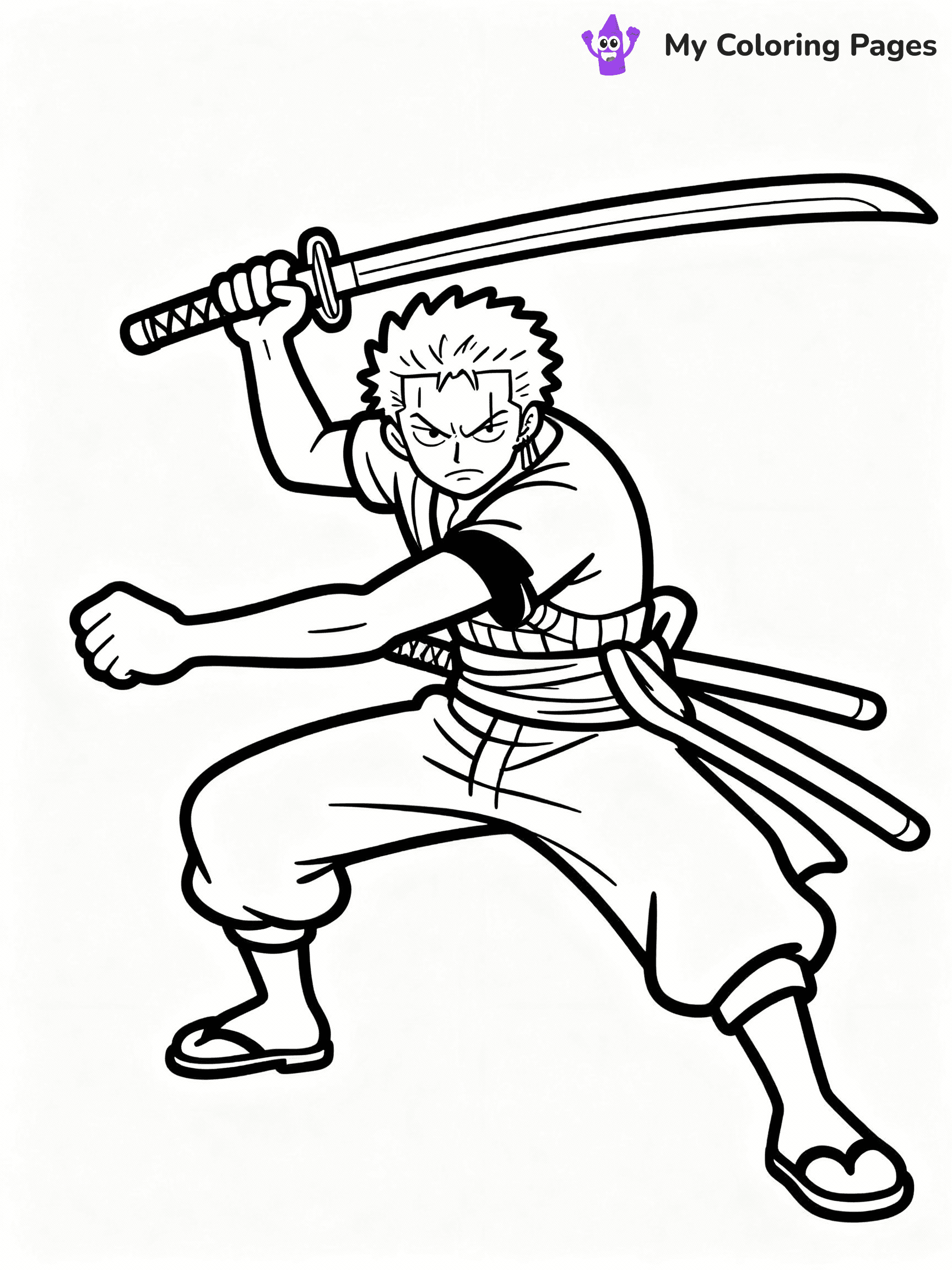 ⚠️ CRITICAL REQUIREMENT - ABSOLUTE BLACK AND WHITE ONLY ⚠️
This MUST be a BLACK AND WHITE line drawing ONLY. NO COLORS whatsoever.
- ONLY pure black lines (#000000) on pure white background (#FFFFFF)
- ABSOLUTELY NO colors, NO shading, NO gradients, NO grayscale
- If there are ANY colors in the output, the image is REJECTED
- This is a COLORING PAGE - meant to be COLORED IN by children
- The output must be UNCOLORED line art ready for coloring
⚠️ SUBJECT TO DRAW: Zoro from One Piece in One Piece animation style, drawing swords, intense focus, battle stance
(REMEMBER: Output must be BLACK AND WHITE line art only, NOT colored!)
# COLORING PAGE: BLACK OUTLINES ONLY - WHITE BACKGROUND MANDATORY
Create a **coloring book page** using EXACTLY two values: black lines, white space.
## NON-NEGOTIABLE BINARY RULES
- **ONLY #000000 (black) and #FFFFFF (white)** - NO other values exist
- **EVERY PIXEL = BLACK OR WHITE** - no gray/shading/antialiasing
- **WHITE BACKGROUND MANDATORY** - entire canvas stays white
- **ALL SHAPES HOLLOW** - everything is empty outlines waiting to be colored
- **FORBIDDEN:** fills, shading, gradients, patterns, textures, colors
- **NO SOLID REGIONS** - if it's not a thin line, it's wrong
## Universal Line Standards
- Black outlines ONLY - thin, uniform weight
- Every shape completely empty inside
- Closed contours suitable for coloring
- Simple flat illustration - zero depth/3D/realism
- **Style:** Whimsical Doodle Art Alley - rounded, friendly outlines (unless specified)
## Everything = Outline Only
- Characters/animals: hollow shapes
- Objects/clothing: empty contours
- Backgrounds/scenery: line work only
- Natural elements: outlined forms
- Dark/night areas: don't exist (use outlined symbols)
- Textures/patterns: convert to simple lines
## The Test
Can a child color EVERY white space with crayons? If any area is pre-filled/shaded/gray or colored in, it FAILS. Every shape must be waiting to receive color.
**FINAL OUTPUT**: Binary coloring page. Black lines define shapes. White spaces ready for coloring. Nothing else exists. No exceptions. Print-ready.
⚠️ FINAL REMINDER: Draw the subject "Zoro from One Piece in One Piece animation style, drawing swords, intense focus, battle stance" as BLACK AND WHITE line art. Zero colors in output.