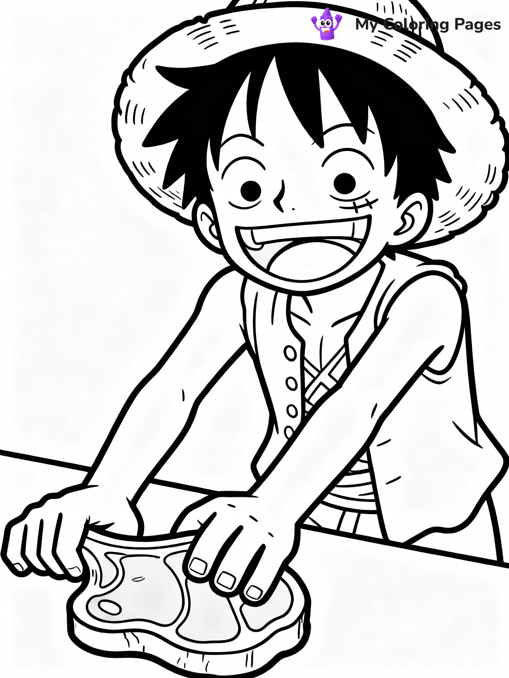 ⚠️ CRITICAL REQUIREMENT - ABSOLUTE BLACK AND WHITE ONLY ⚠️
This MUST be a BLACK AND WHITE line drawing ONLY. NO COLORS whatsoever.
- ONLY pure black lines (#000000) on pure white background (#FFFFFF)
- ABSOLUTELY NO colors, NO shading, NO gradients, NO grayscale
- If there are ANY colors in the output, the image is REJECTED
- This is a COLORING PAGE - meant to be COLORED IN by children
- The output must be UNCOLORED line art ready for coloring
⚠️ SUBJECT TO DRAW: Luffy from One Piece in One Piece animation style, stretching arms to grab a piece of meat, big grin on face
(REMEMBER: Output must be BLACK AND WHITE line art only, NOT colored!)
# COLORING PAGE: BLACK OUTLINES ONLY - WHITE BACKGROUND MANDATORY
Create a **coloring book page** using EXACTLY two values: black lines, white space.
## NON-NEGOTIABLE BINARY RULES
- **ONLY #000000 (black) and #FFFFFF (white)** - NO other values exist
- **EVERY PIXEL = BLACK OR WHITE** - no gray/shading/antialiasing
- **WHITE BACKGROUND MANDATORY** - entire canvas stays white
- **ALL SHAPES HOLLOW** - everything is empty outlines waiting to be colored
- **FORBIDDEN:** fills, shading, gradients, patterns, textures, colors
- **NO SOLID REGIONS** - if it's not a thin line, it's wrong
## Universal Line Standards
- Black outlines ONLY - thin, uniform weight
- Every shape completely empty inside
- Closed contours suitable for coloring
- Simple flat illustration - zero depth/3D/realism
- **Style:** Whimsical Doodle Art Alley - rounded, friendly outlines (unless specified)
## Everything = Outline Only
- Characters/animals: hollow shapes
- Objects/clothing: empty contours
- Backgrounds/scenery: line work only
- Natural elements: outlined forms
- Dark/night areas: don't exist (use outlined symbols)
- Textures/patterns: convert to simple lines
## The Test
Can a child color EVERY white space with crayons? If any area is pre-filled/shaded/gray or colored in, it FAILS. Every shape must be waiting to receive color.
**FINAL OUTPUT**: Binary coloring page. Black lines define shapes. White spaces ready for coloring. Nothing else exists. No exceptions. Print-ready.
⚠️ FINAL REMINDER: Draw the subject "Luffy from One Piece in One Piece animation style, stretching arms to grab a piece of meat, big grin on face" as BLACK AND WHITE line art. Zero colors in output.