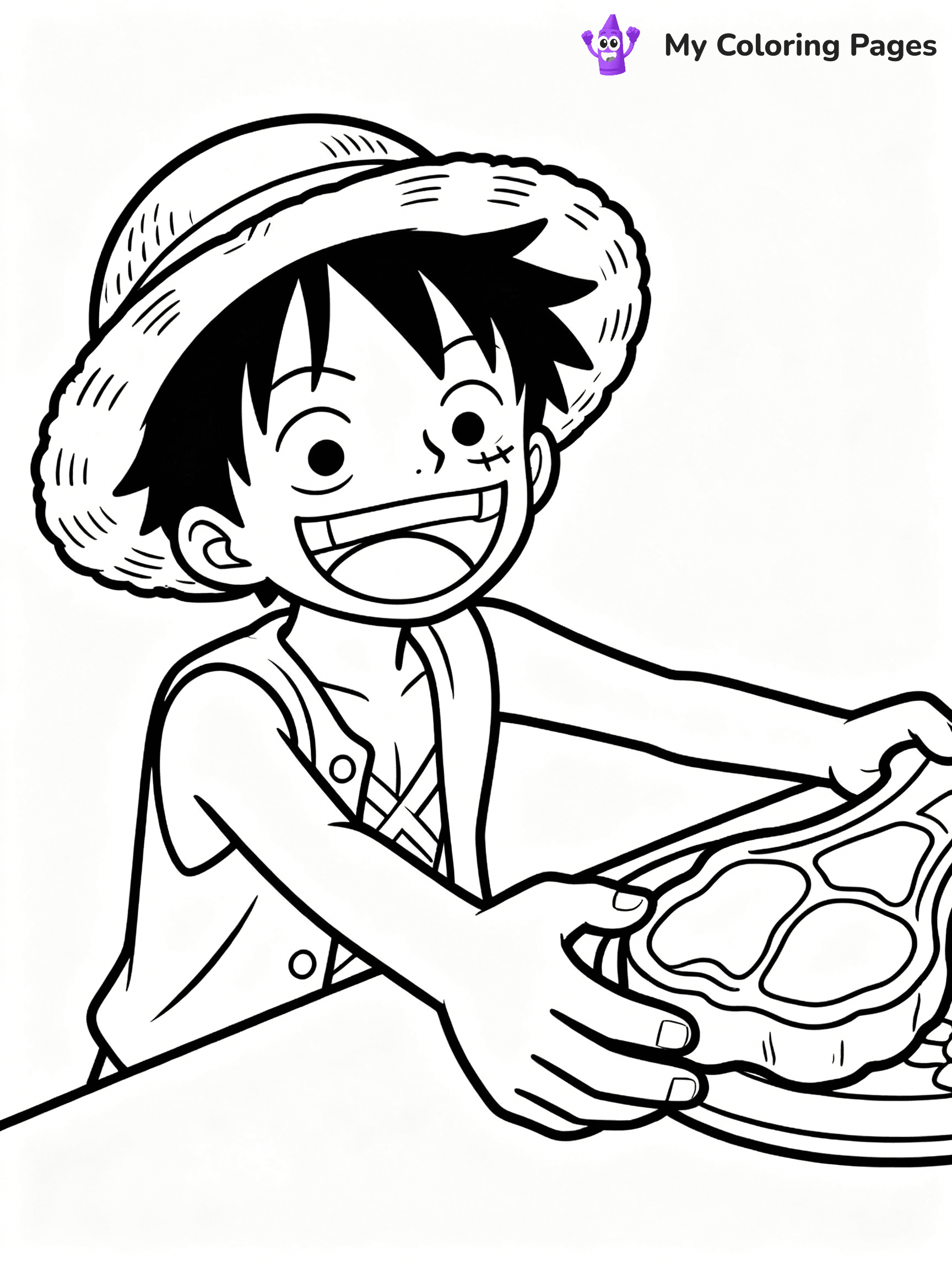 ⚠️ CRITICAL REQUIREMENT - ABSOLUTE BLACK AND WHITE ONLY ⚠️
This MUST be a BLACK AND WHITE line drawing ONLY. NO COLORS whatsoever.
- ONLY pure black lines (#000000) on pure white background (#FFFFFF)
- ABSOLUTELY NO colors, NO shading, NO gradients, NO grayscale
- If there are ANY colors in the output, the image is REJECTED
- This is a COLORING PAGE - meant to be COLORED IN by children
- The output must be UNCOLORED line art ready for coloring
⚠️ SUBJECT TO DRAW: Luffy from One Piece in One Piece animation style, stretching arms to grab a piece of meat, big grin on face
(REMEMBER: Output must be BLACK AND WHITE line art only, NOT colored!)
# COLORING PAGE: BLACK OUTLINES ONLY - WHITE BACKGROUND MANDATORY
Create a **coloring book page** using EXACTLY two values: black lines, white space.
## NON-NEGOTIABLE BINARY RULES
- **ONLY #000000 (black) and #FFFFFF (white)** - NO other values exist
- **EVERY PIXEL = BLACK OR WHITE** - no gray/shading/antialiasing
- **WHITE BACKGROUND MANDATORY** - entire canvas stays white
- **ALL SHAPES HOLLOW** - everything is empty outlines waiting to be colored
- **FORBIDDEN:** fills, shading, gradients, patterns, textures, colors
- **NO SOLID REGIONS** - if it's not a thin line, it's wrong
## Universal Line Standards
- Black outlines ONLY - thin, uniform weight
- Every shape completely empty inside
- Closed contours suitable for coloring
- Simple flat illustration - zero depth/3D/realism
- **Style:** Whimsical Doodle Art Alley - rounded, friendly outlines (unless specified)
## Everything = Outline Only
- Characters/animals: hollow shapes
- Objects/clothing: empty contours
- Backgrounds/scenery: line work only
- Natural elements: outlined forms
- Dark/night areas: don't exist (use outlined symbols)
- Textures/patterns: convert to simple lines
## The Test
Can a child color EVERY white space with crayons? If any area is pre-filled/shaded/gray or colored in, it FAILS. Every shape must be waiting to receive color.
**FINAL OUTPUT**: Binary coloring page. Black lines define shapes. White spaces ready for coloring. Nothing else exists. No exceptions. Print-ready.
⚠️ FINAL REMINDER: Draw the subject "Luffy from One Piece in One Piece animation style, stretching arms to grab a piece of meat, big grin on face" as BLACK AND WHITE line art. Zero colors in output.